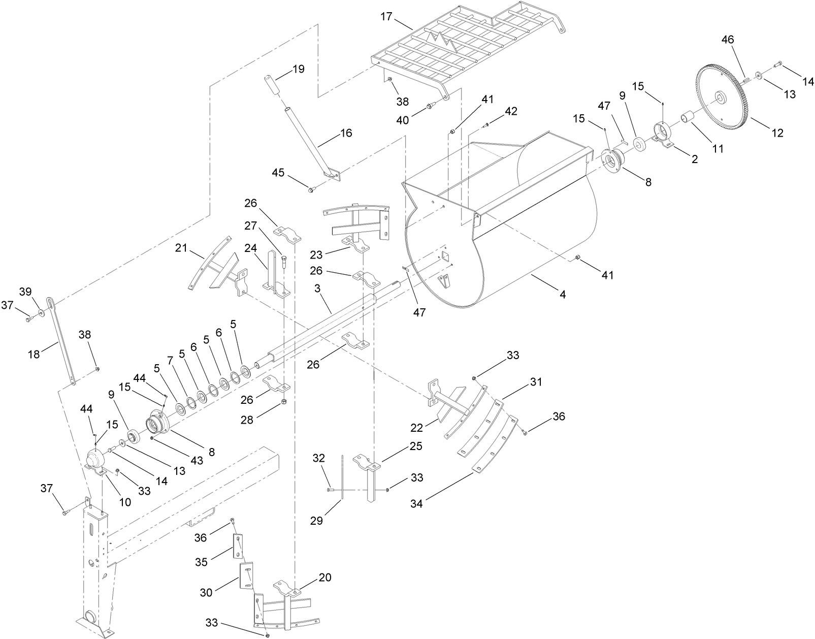 Drum, Paddle and Bearing Assembly