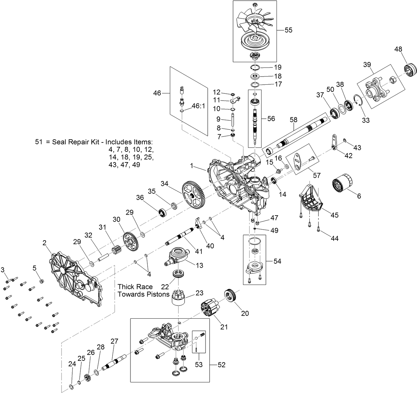 LH Hydro Transmission Assembly No. 127-3381