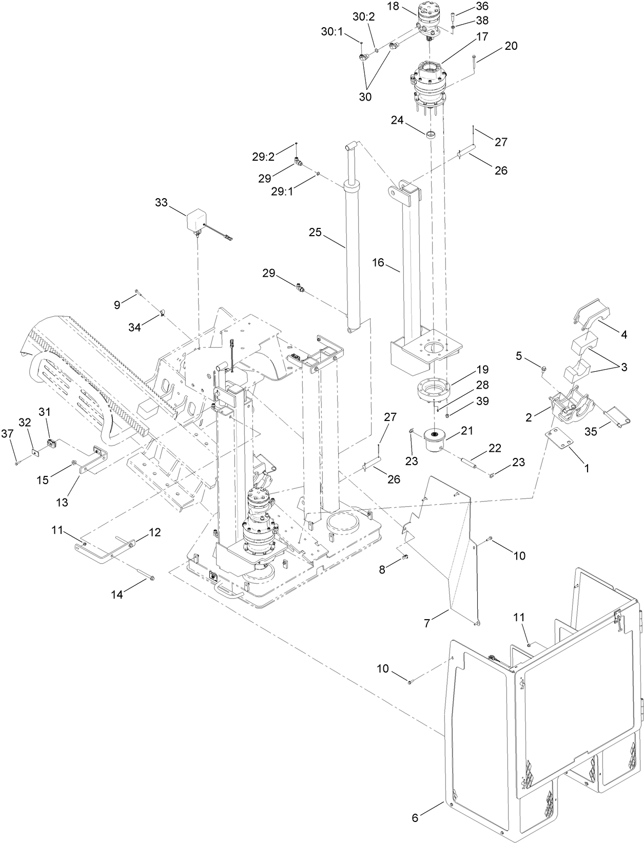 Planetary, Rod Guide  and Stakedown Cage Assembly