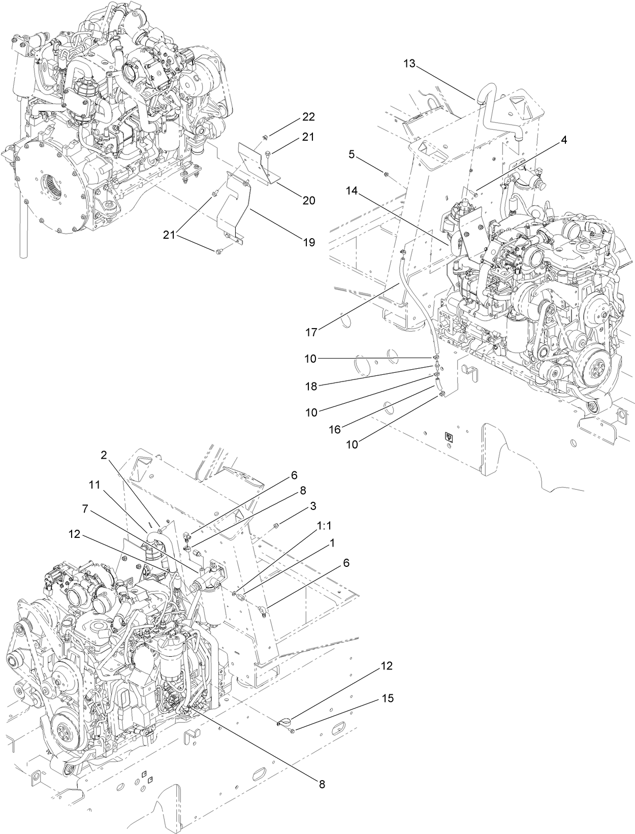 Engine Heat Shield and Hose Assembly