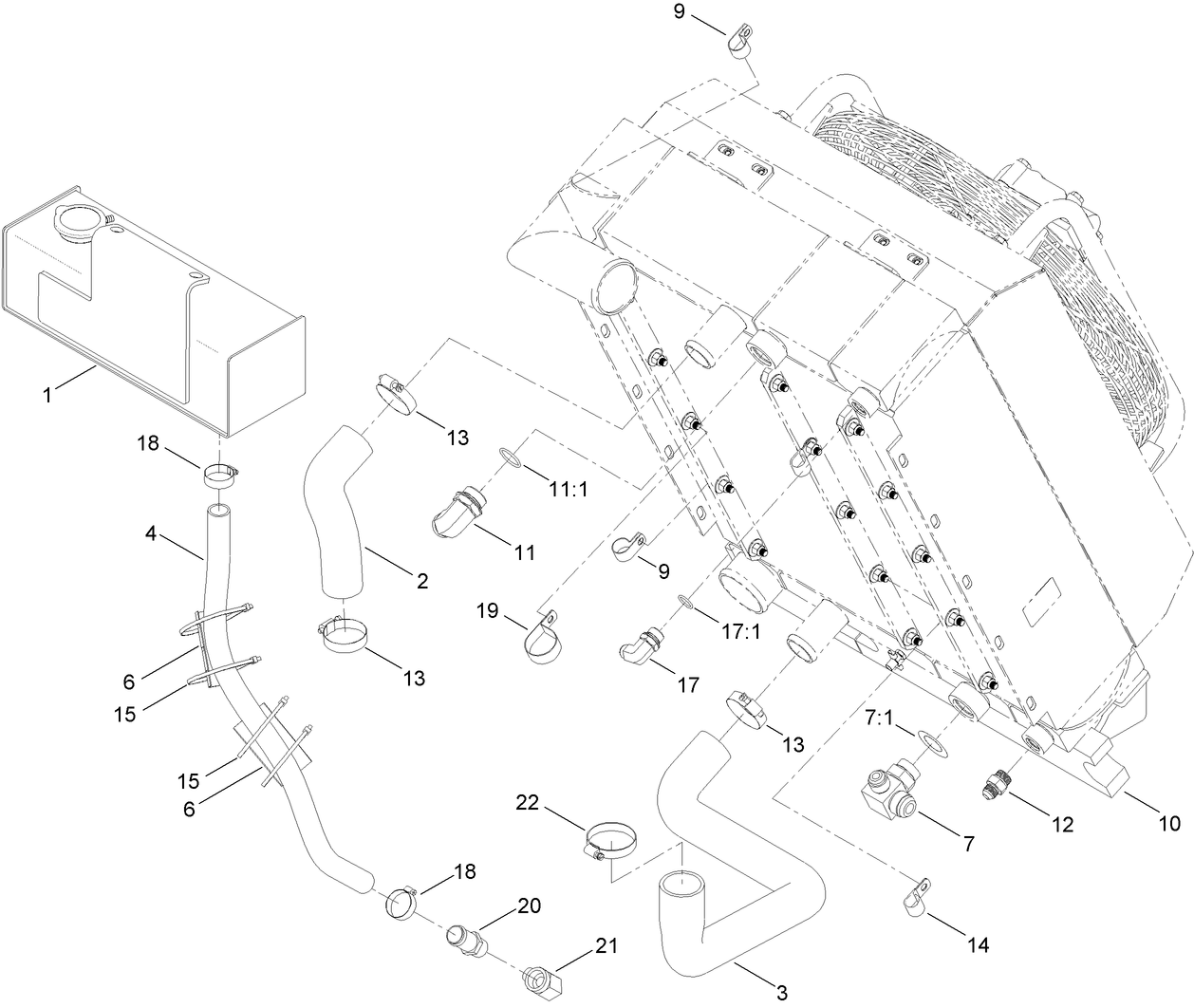 Coolant Recovery Tank and Plumbing Assembly