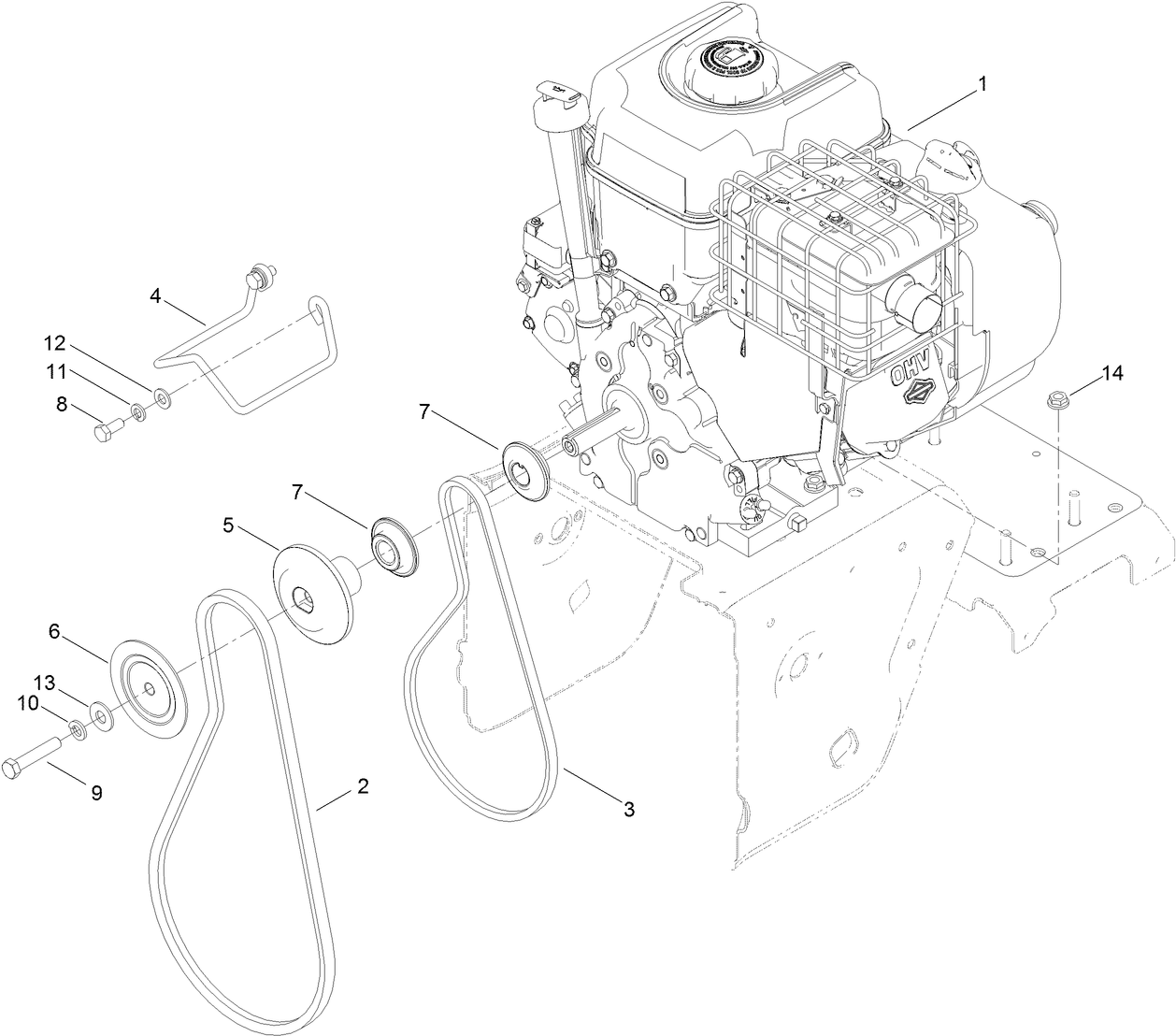 Engine and Pulley Assembly