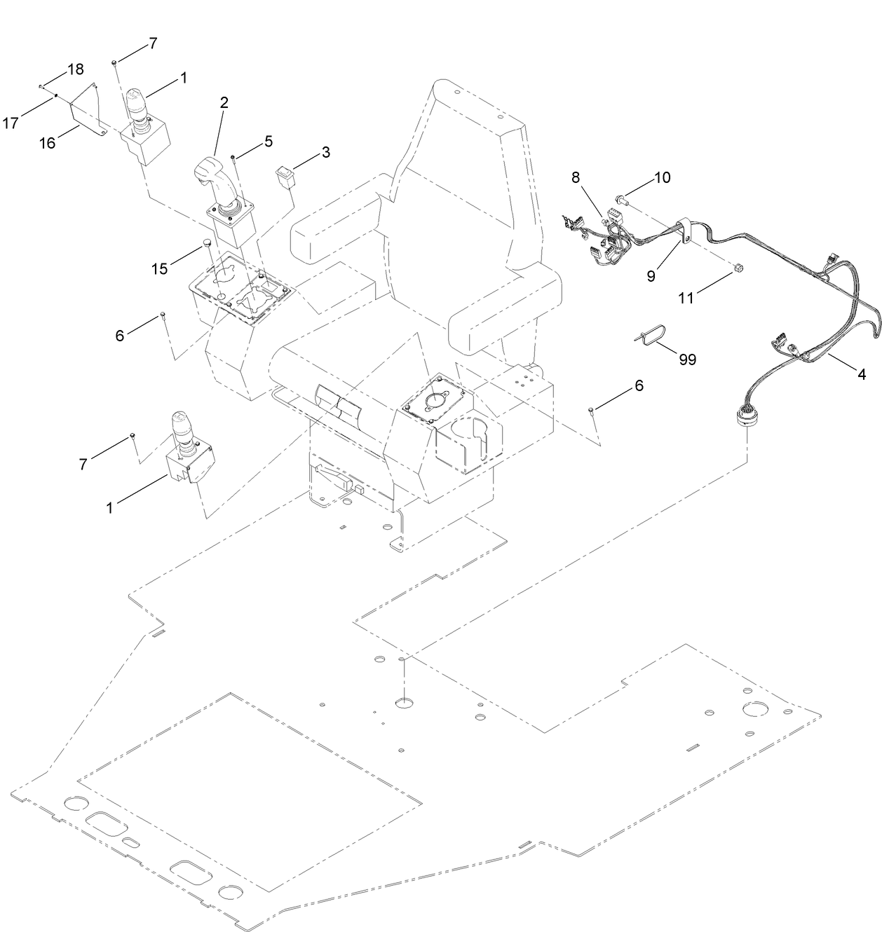 Seat Harness and Joystick Control Assembly