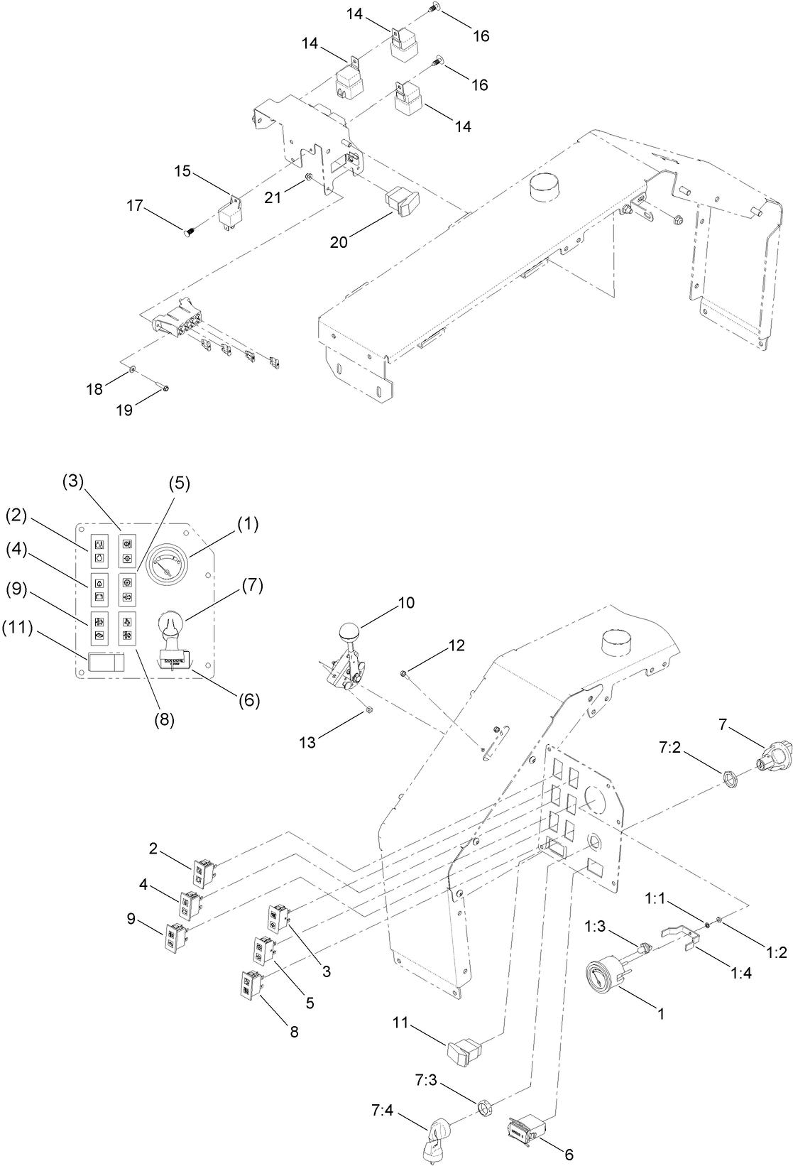Electrical Relay, Lamp and Switch Assembly