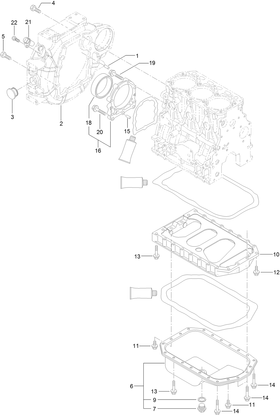 Flywheel Housing and Oil Sump Assembly