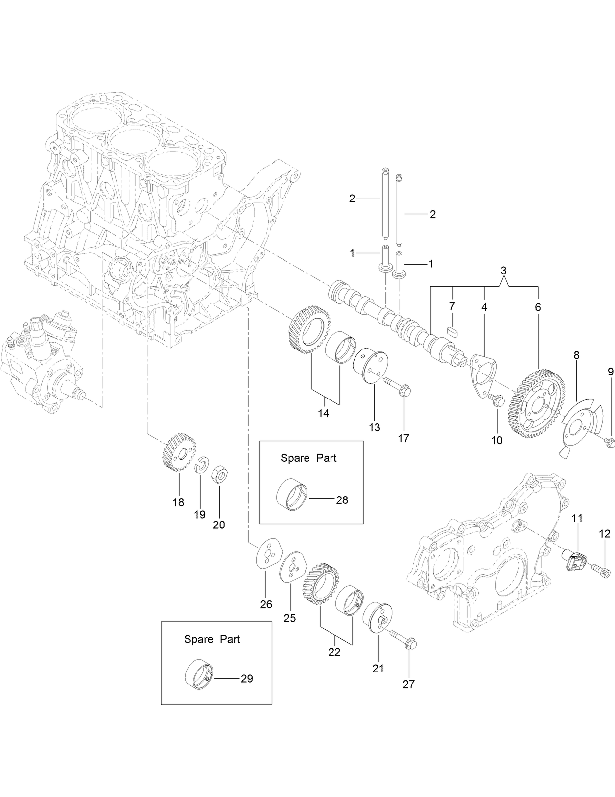 Camshaft and Driving Gear Assembly