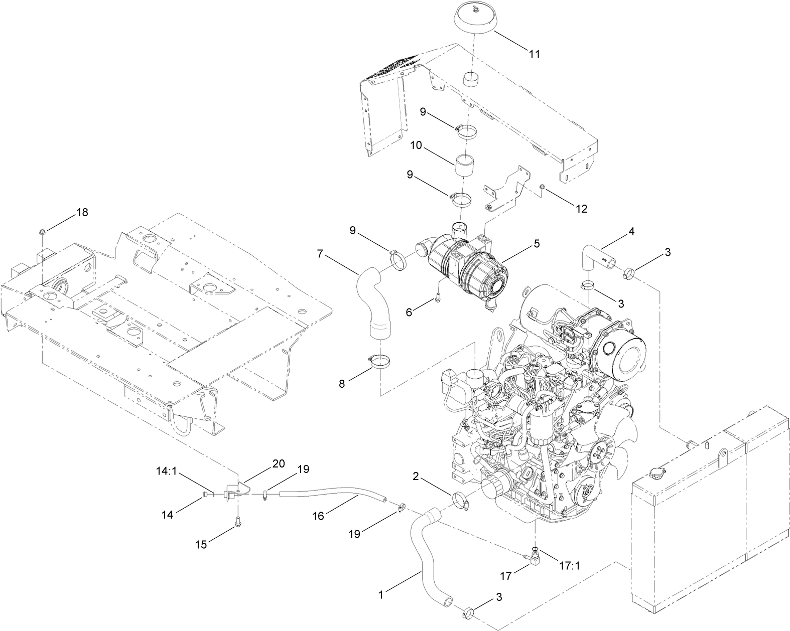 Air Cleaner and Radiator Hose Assembly