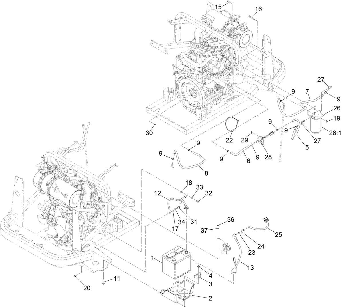 Battery and Fuel Delivery Assembly