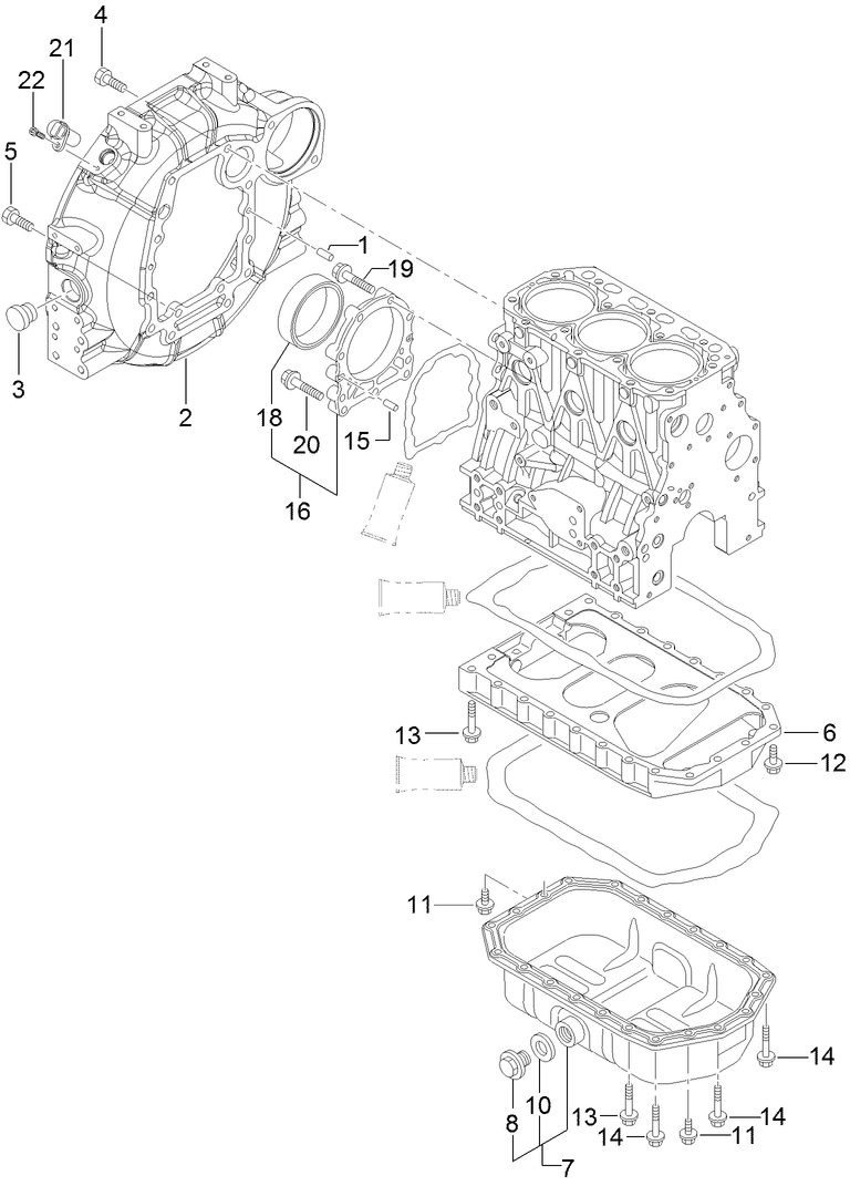 Flywheel Housing and Oil Sump Assembly