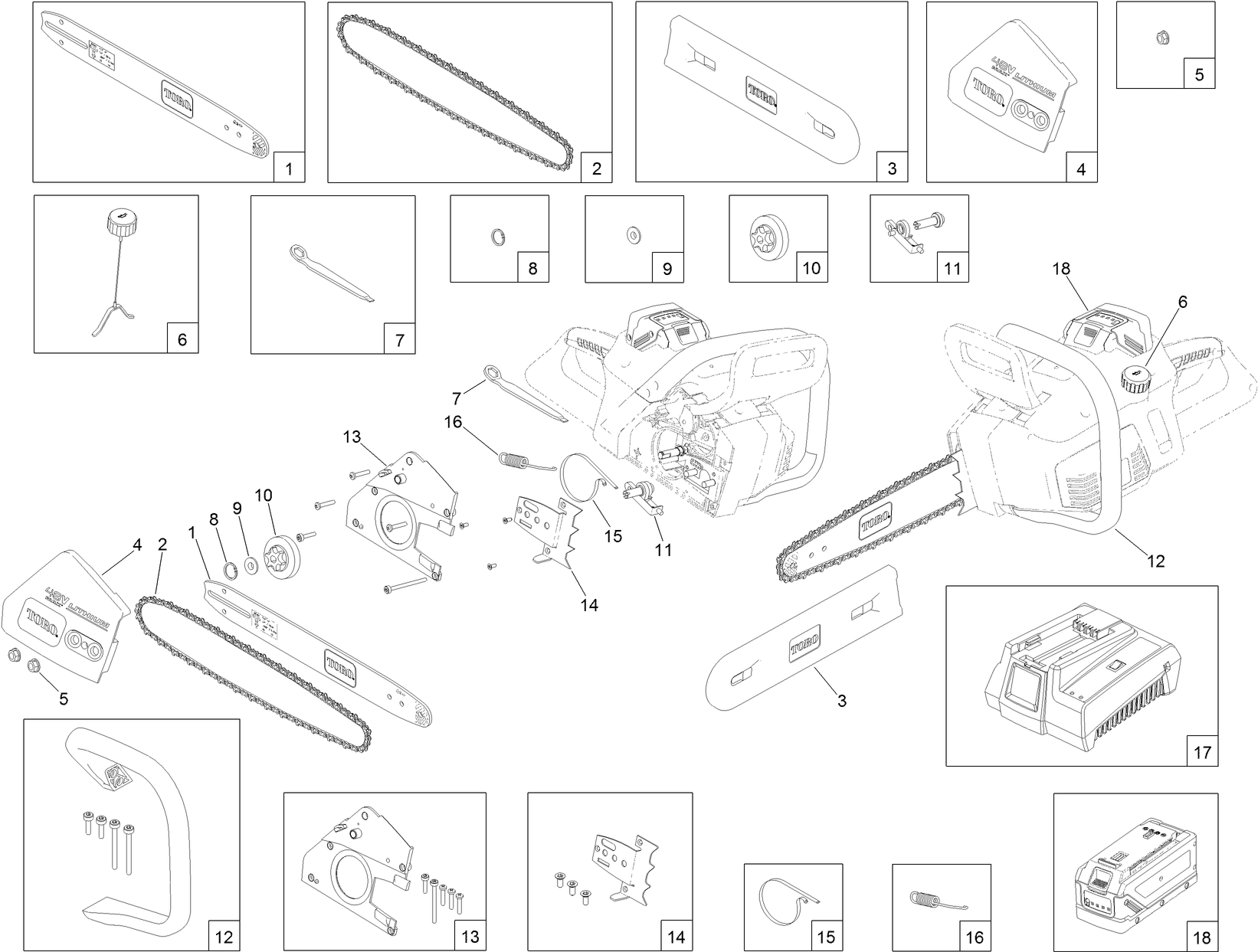 14 Inch (35cm) Chainsaw Assembly