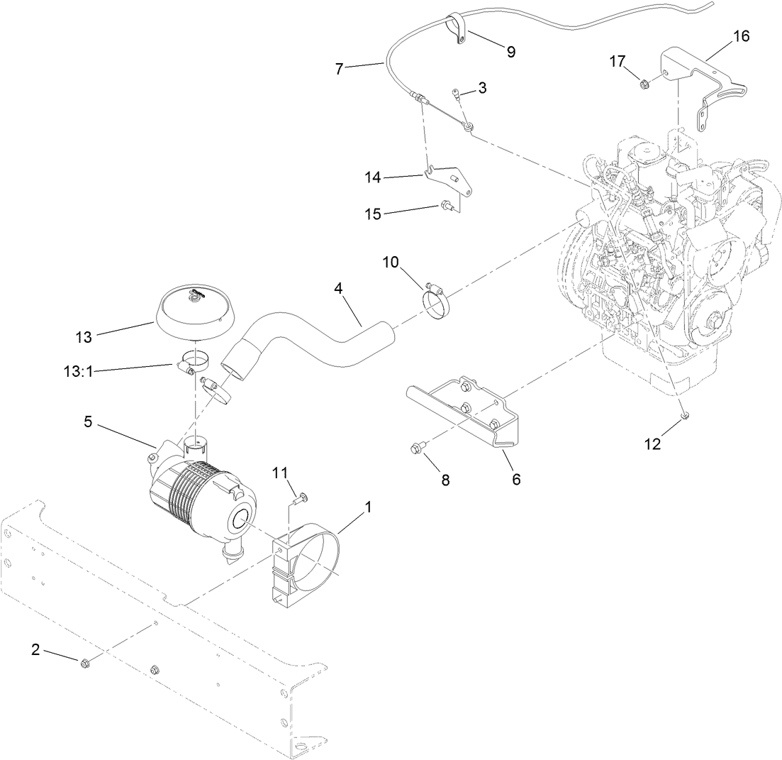 Air Cleaner, Throttle and Engine Mount Assembly