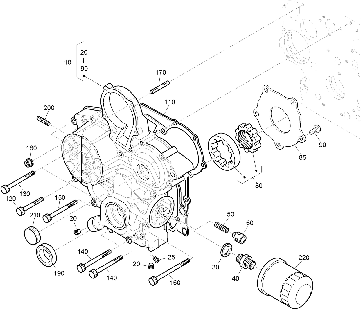 Gear Case and Oil Filter Cartridge Assembly