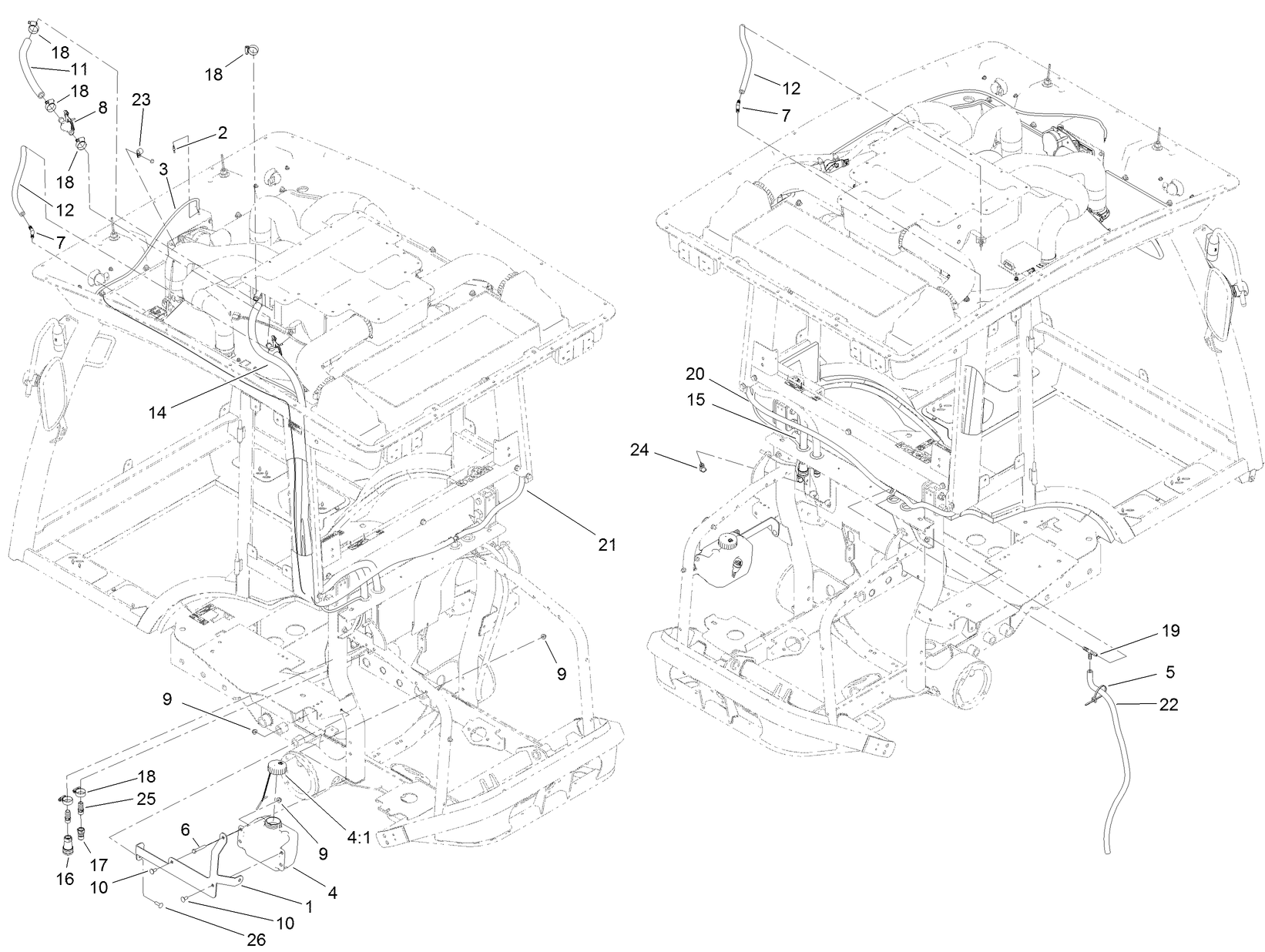 Hose and Washer Bottle Assembly