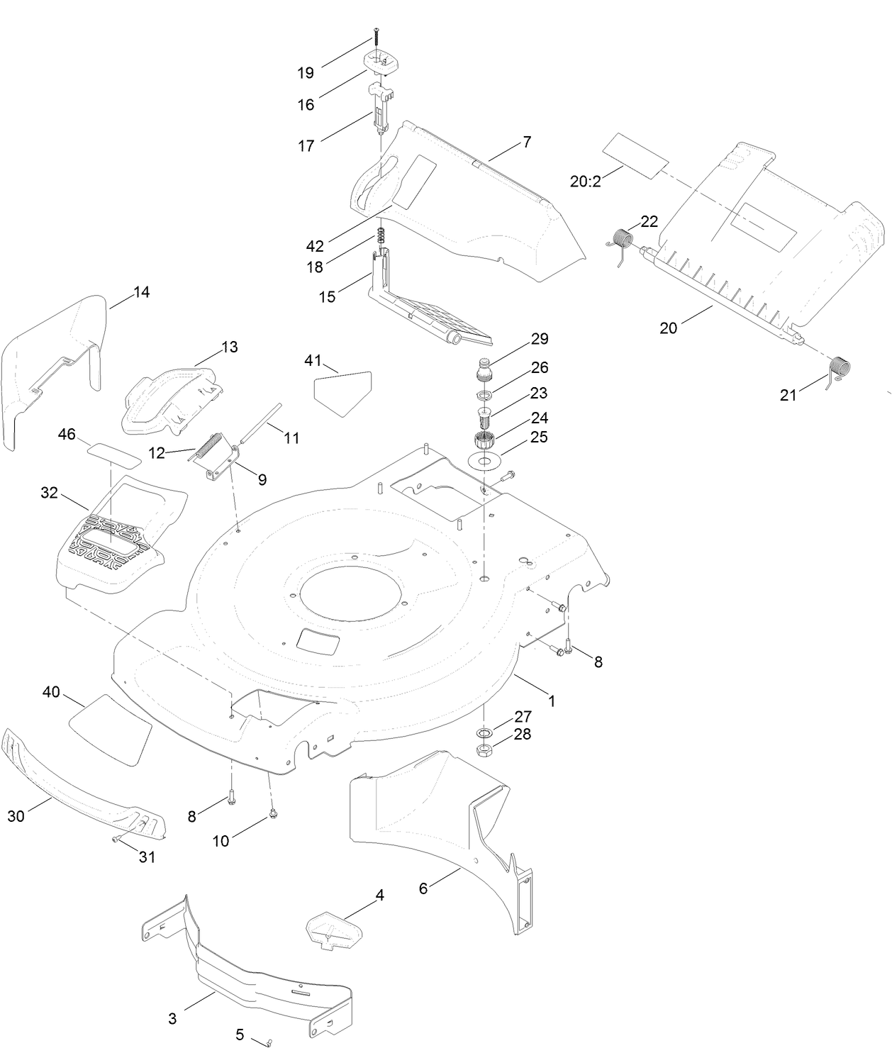 Housing and Rear Deflector Assembly