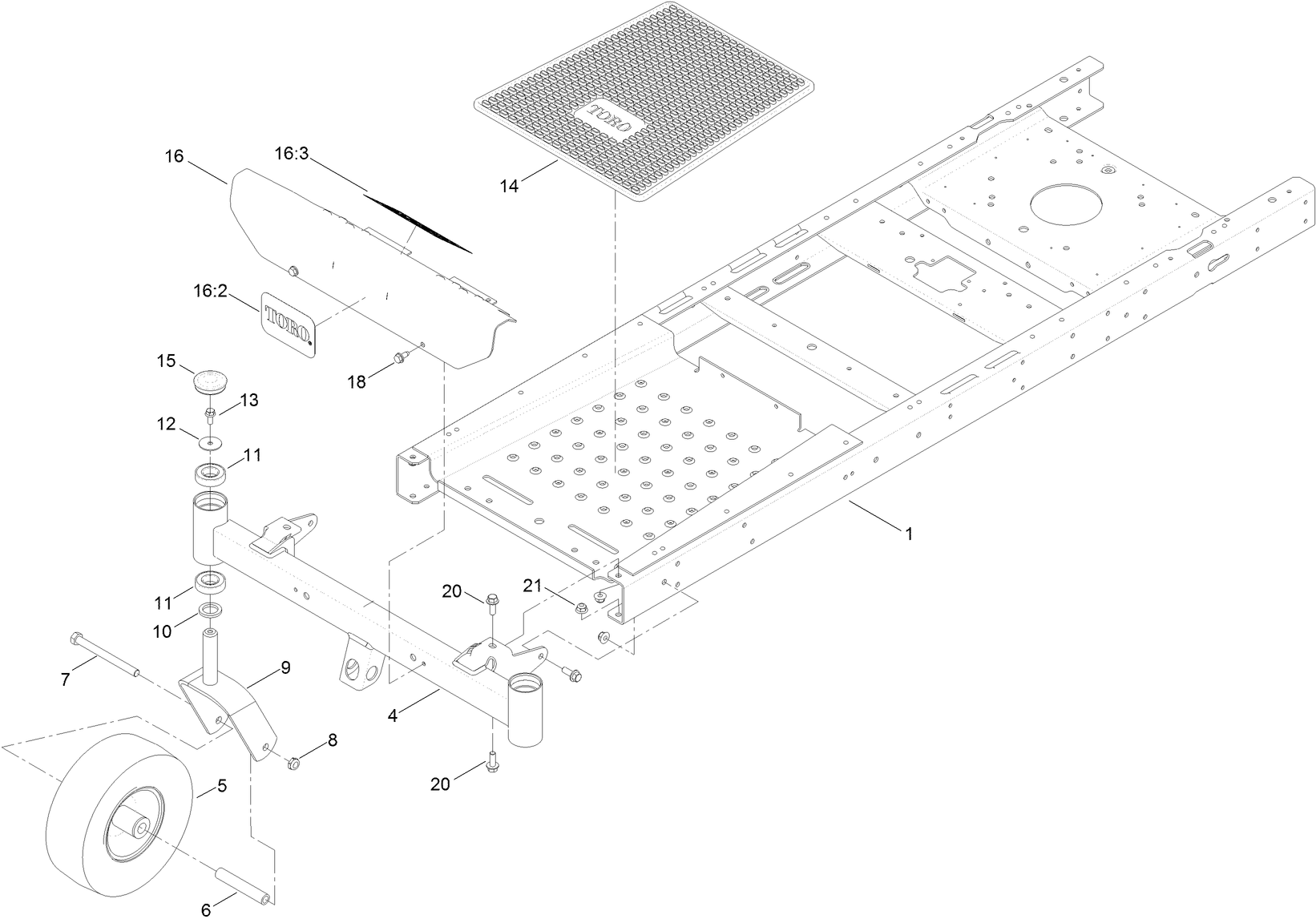 Frame, Front Axle and Caster Wheel Assembly