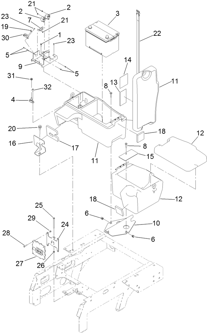 Battery and Storage Box Assembly