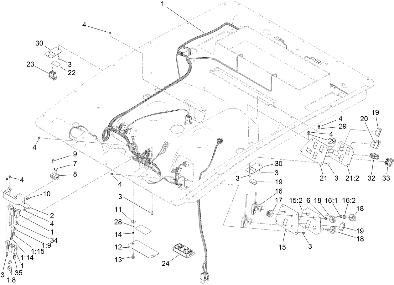 Headliner, Switch and Control Assembly