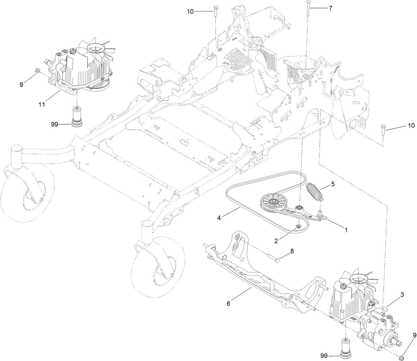 Hydraulic Pump, Idler and Belt Assembly