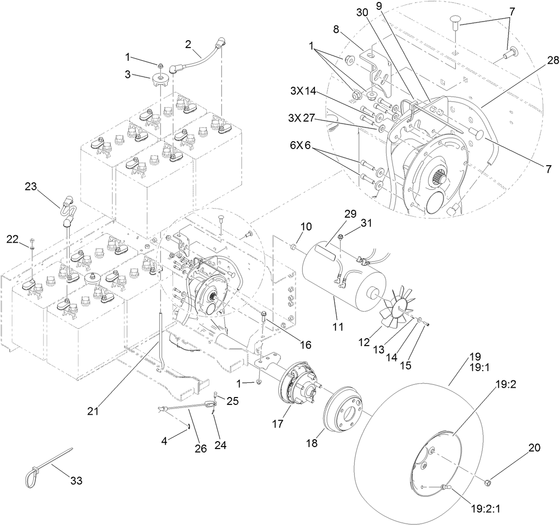 Battery and Transaxle Assembly