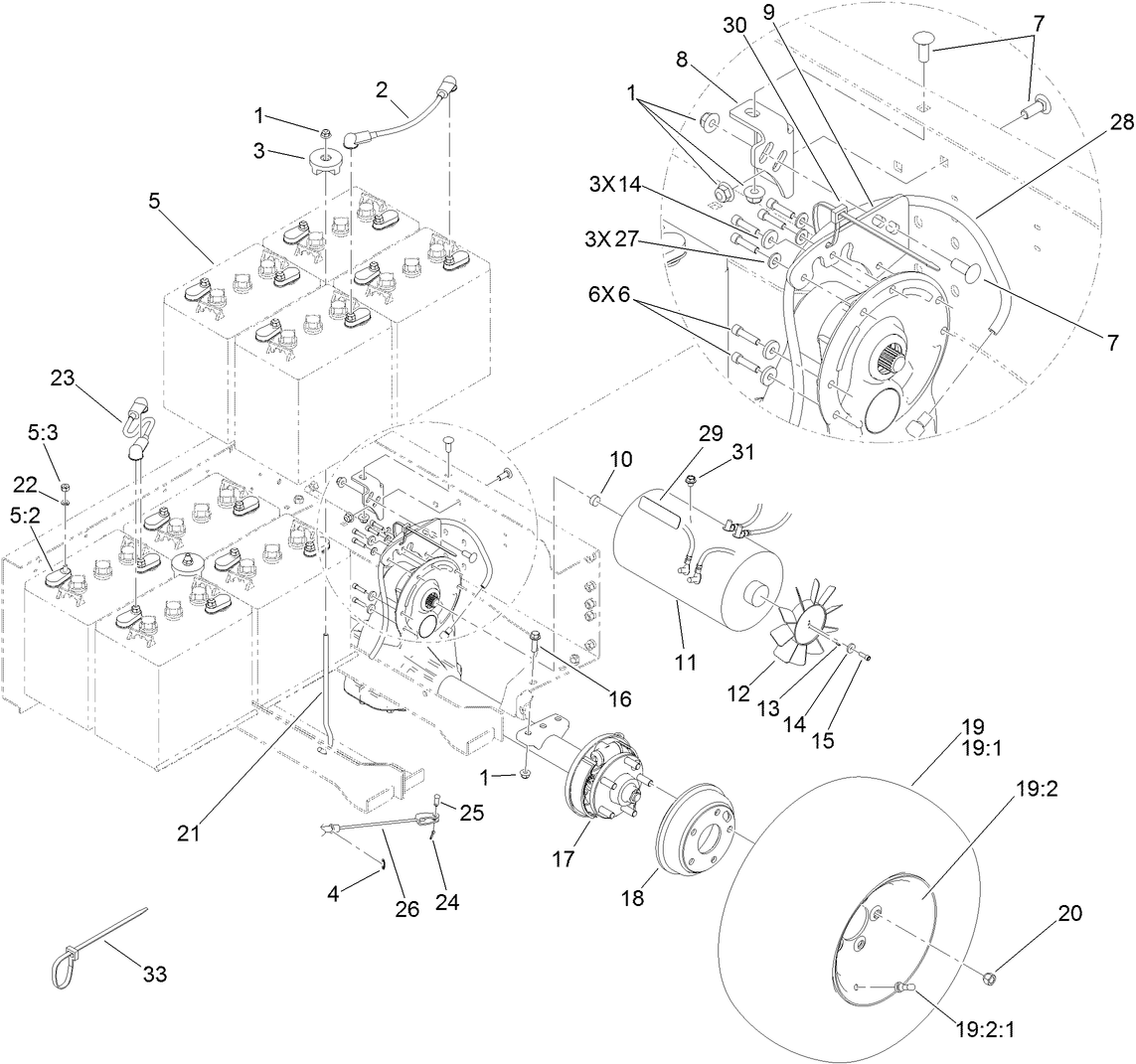 Battery and Transaxle Assembly