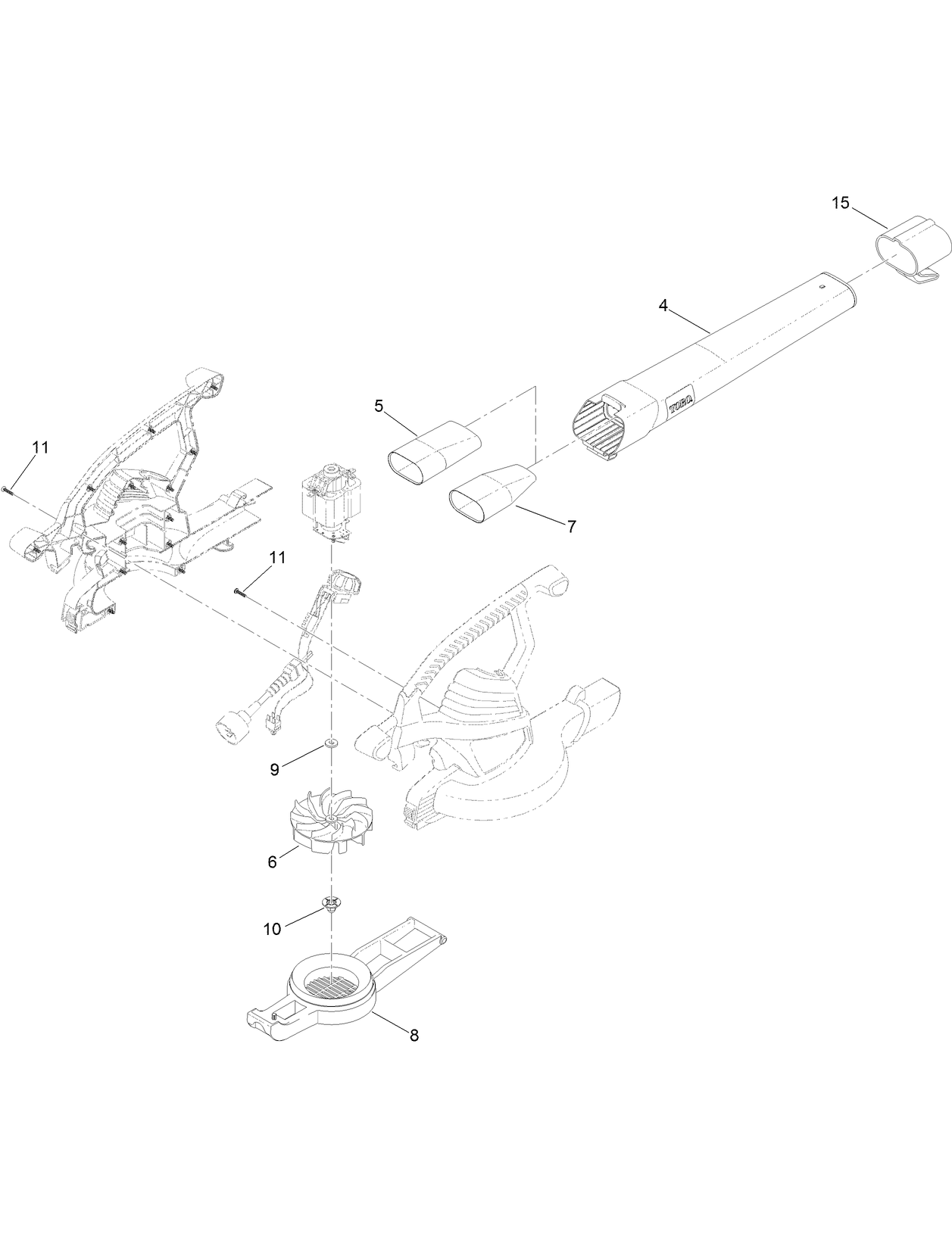 Blower Tube and Impeller Assembly