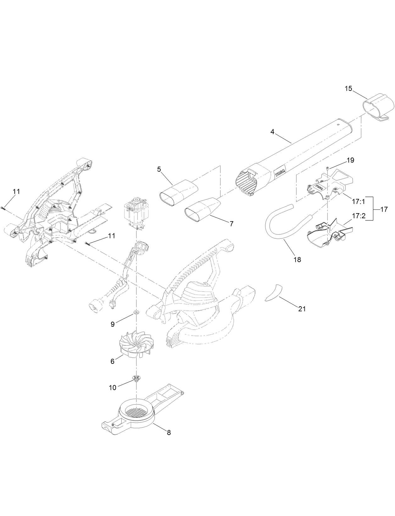 Blower Tube and Impeller Assembly