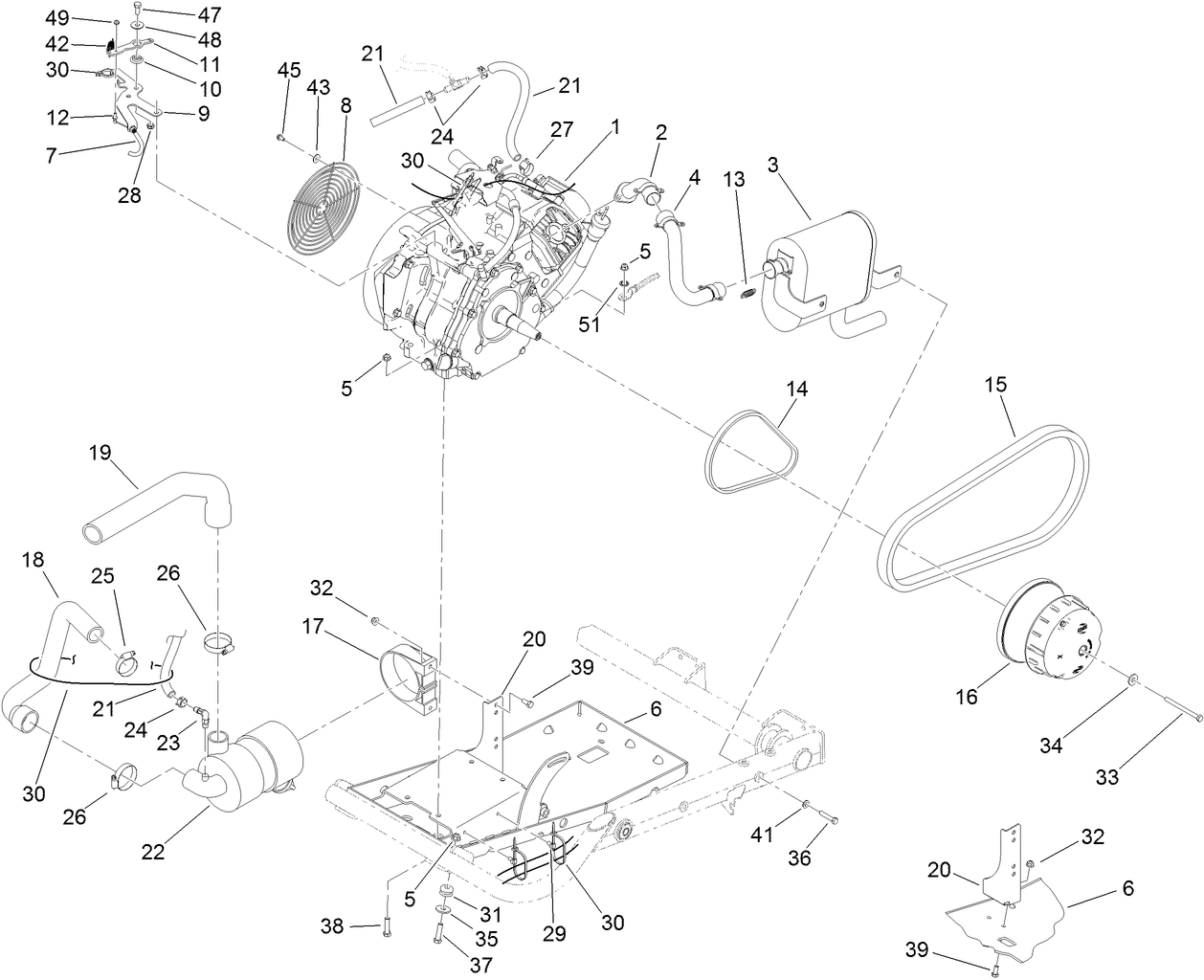Engine, Clutch and Air Cleaner Assembly