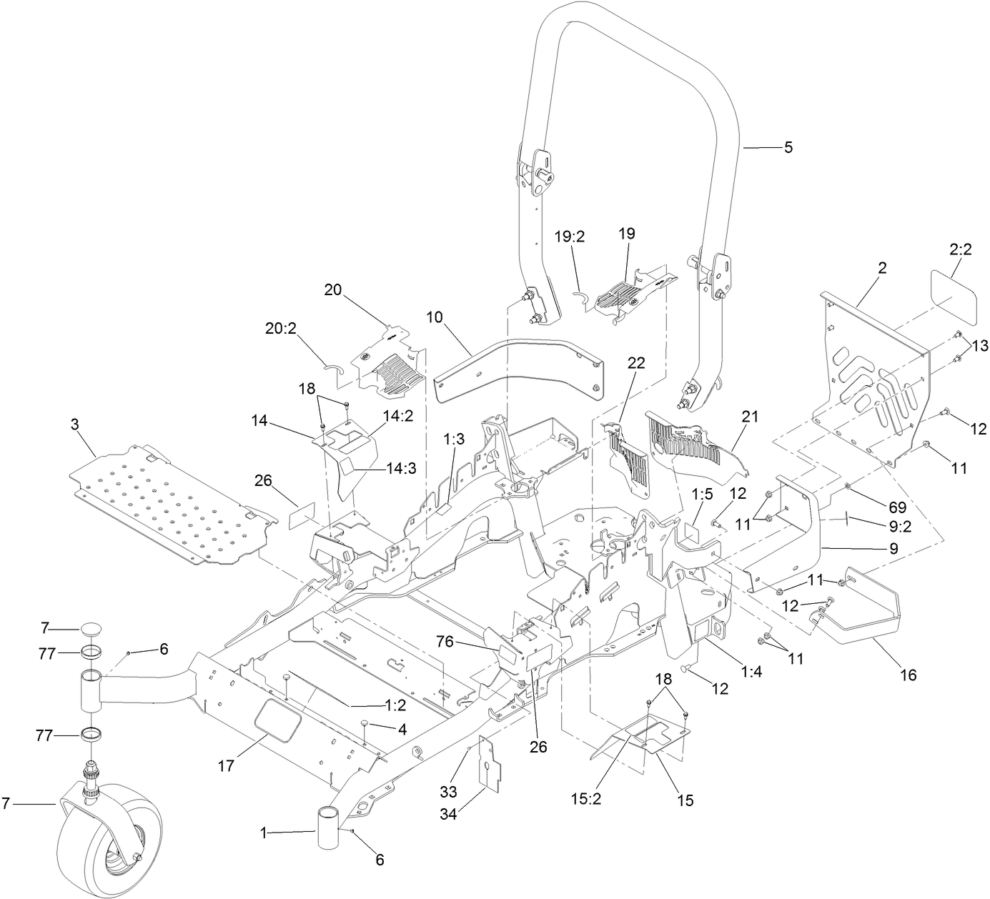 Frame and Caster Wheel Assembly