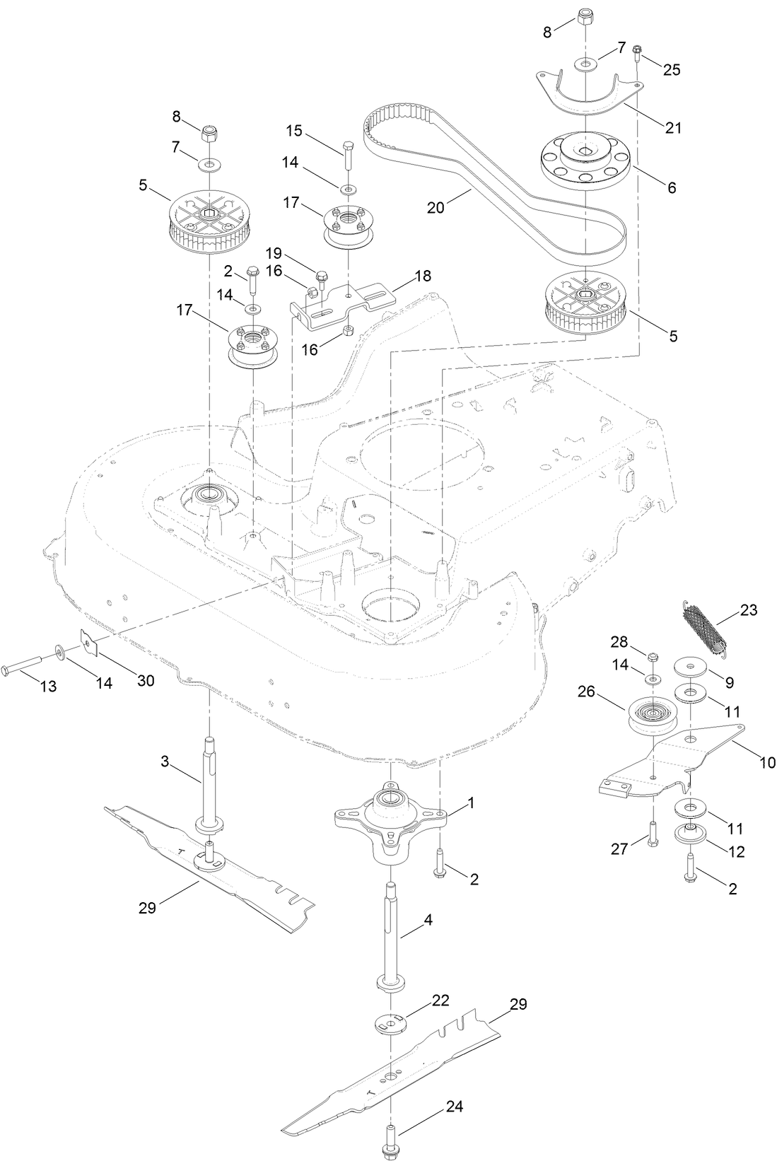 Belt, Spindle and Blade Assembly
