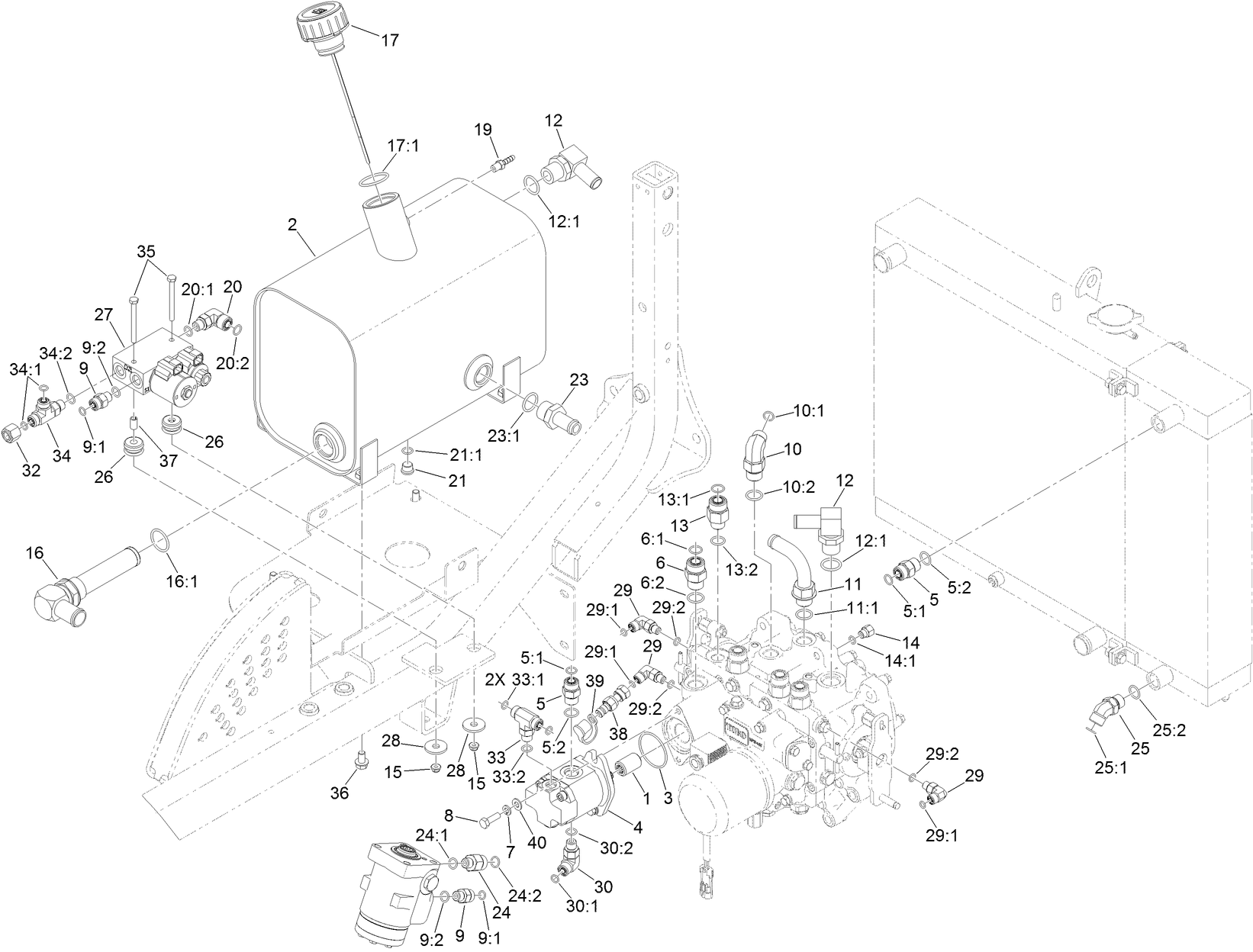 Deck Lift Valve and Hydraulic Fitting Assembly