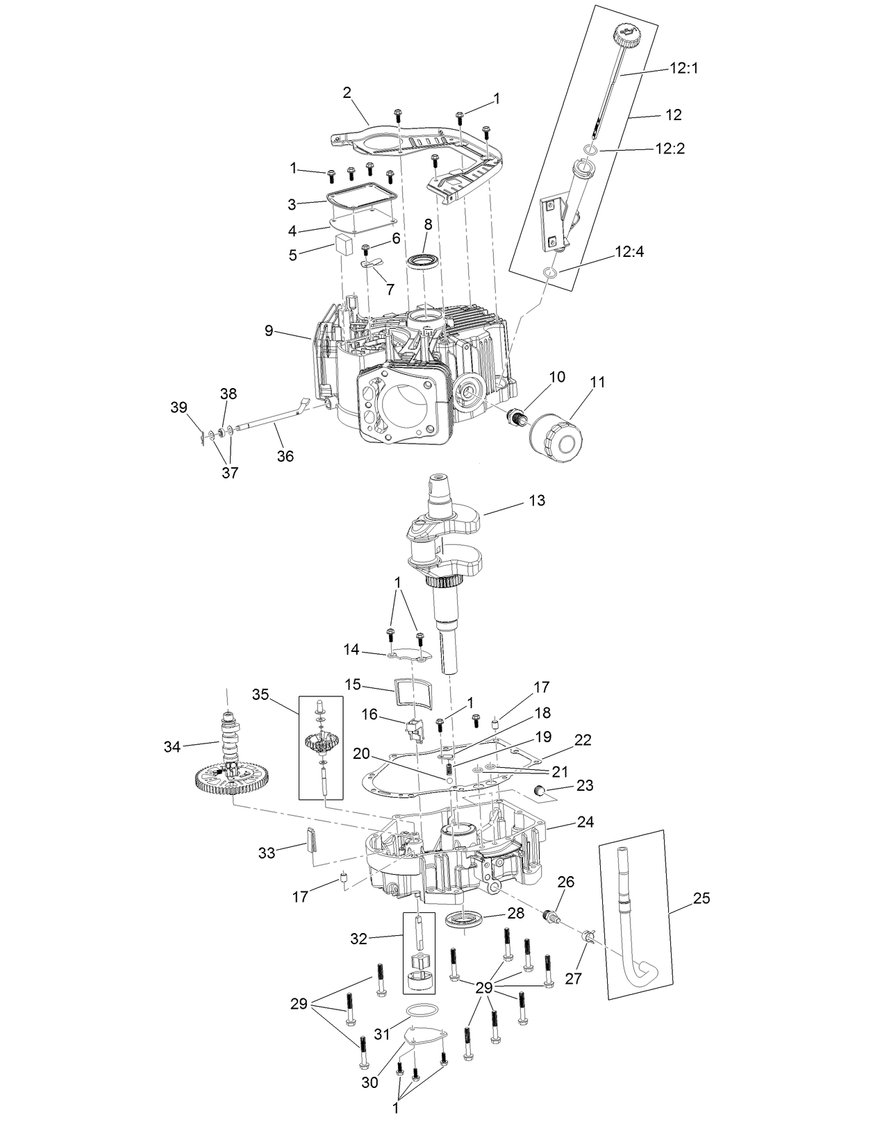 Crankcase and Crankshaft Assembly  Engine Assembly No. 127-9041