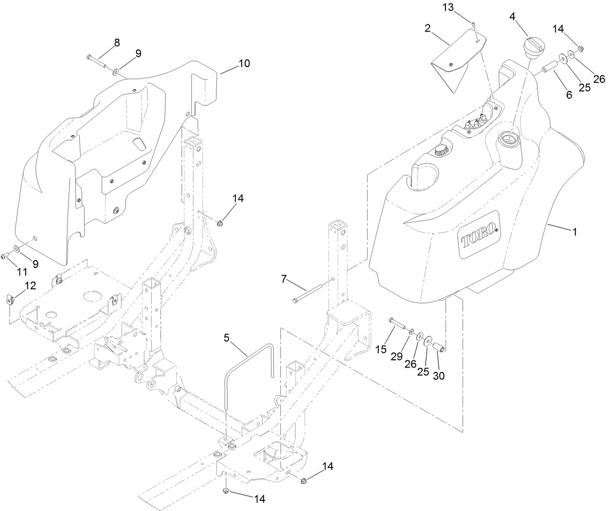 Fuel Tank and Control Panel Component Assembly