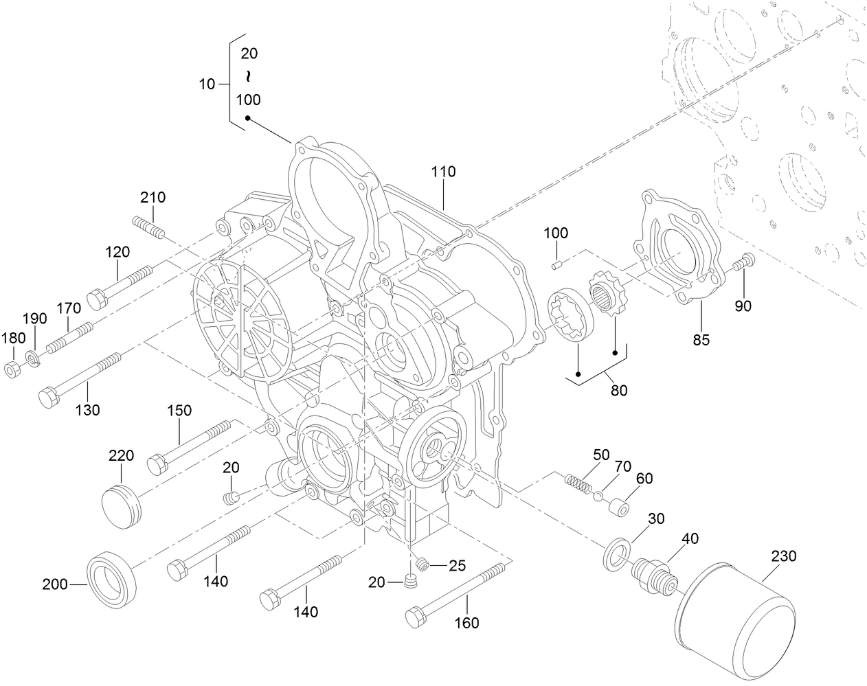 Gear Case and Oil Filter Cartridge Assembly