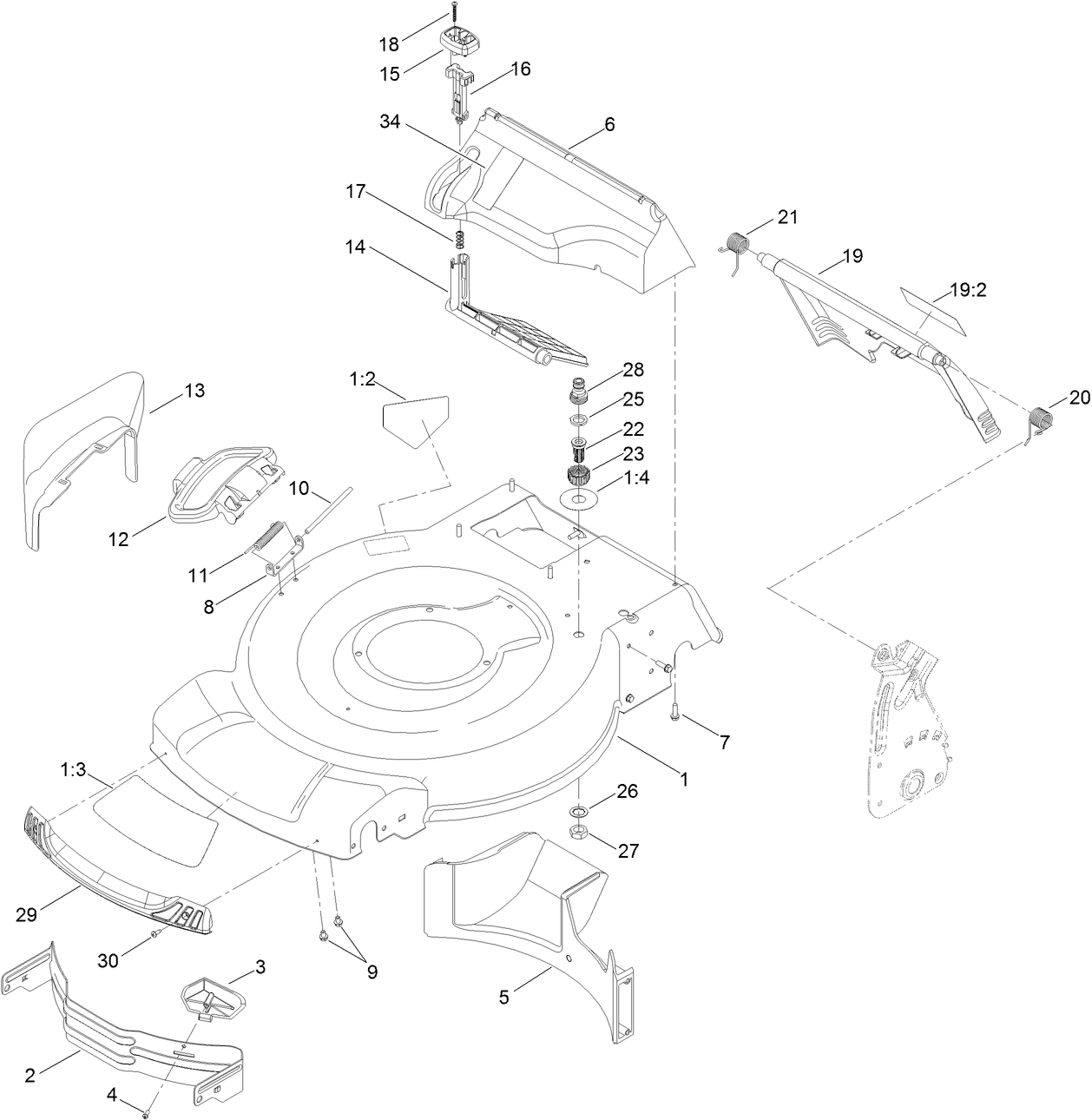 Deck, Side Chute and Rear Door Assembly