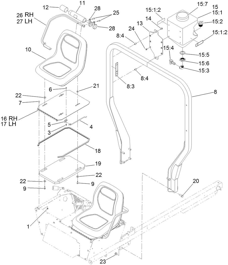 Seat, Fresh Water Tank and  Roll-Over Protection System Assembly
