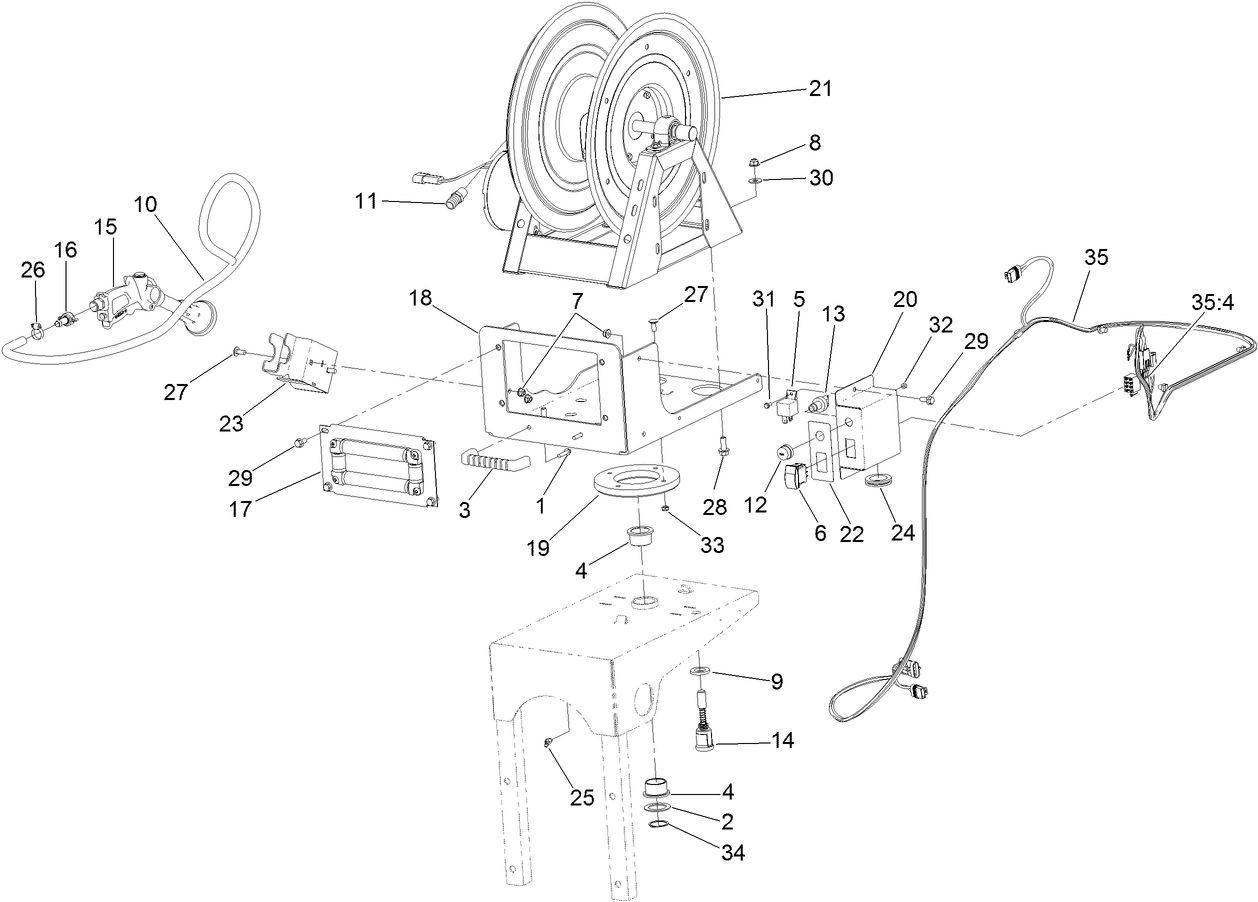 Hose Reel and Spray Gun Assembly