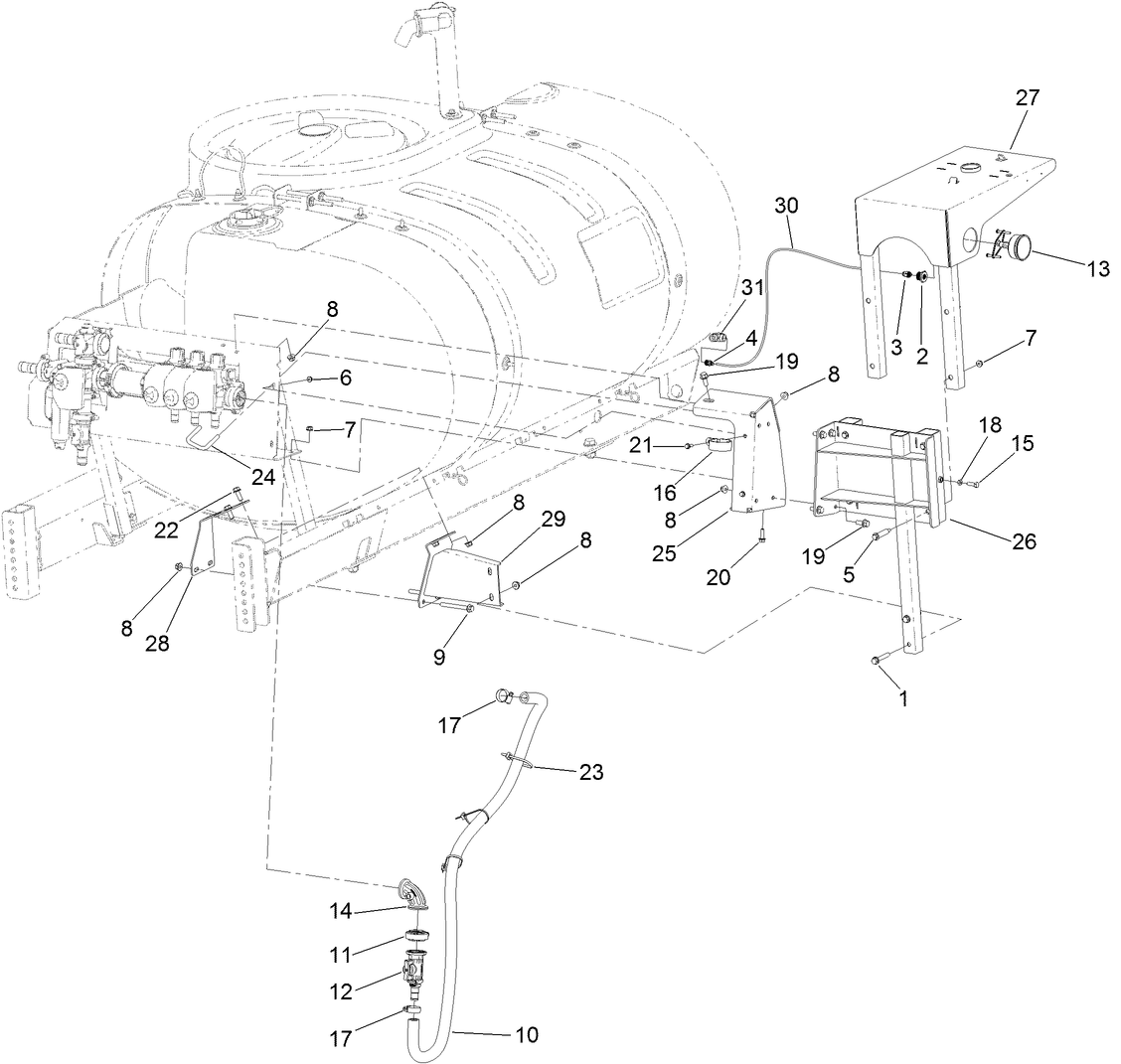 Hose Reel Mount and Supply Hose Assembly