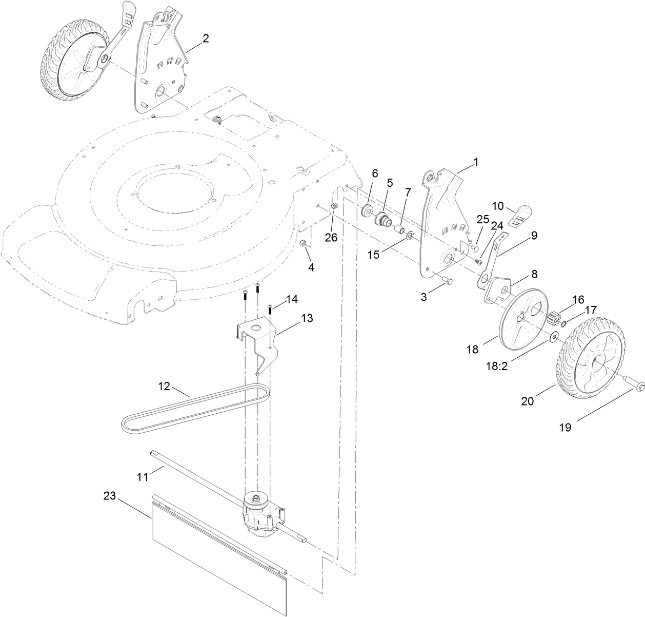 Transmission and Rear Wheel Drive Assembly