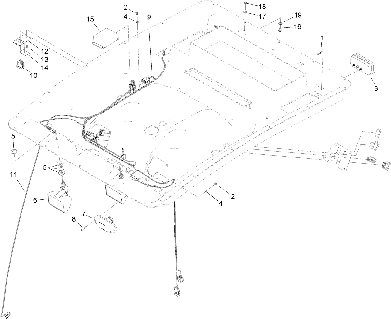 Rear Lamp, Work Light and Warning Light Assembly