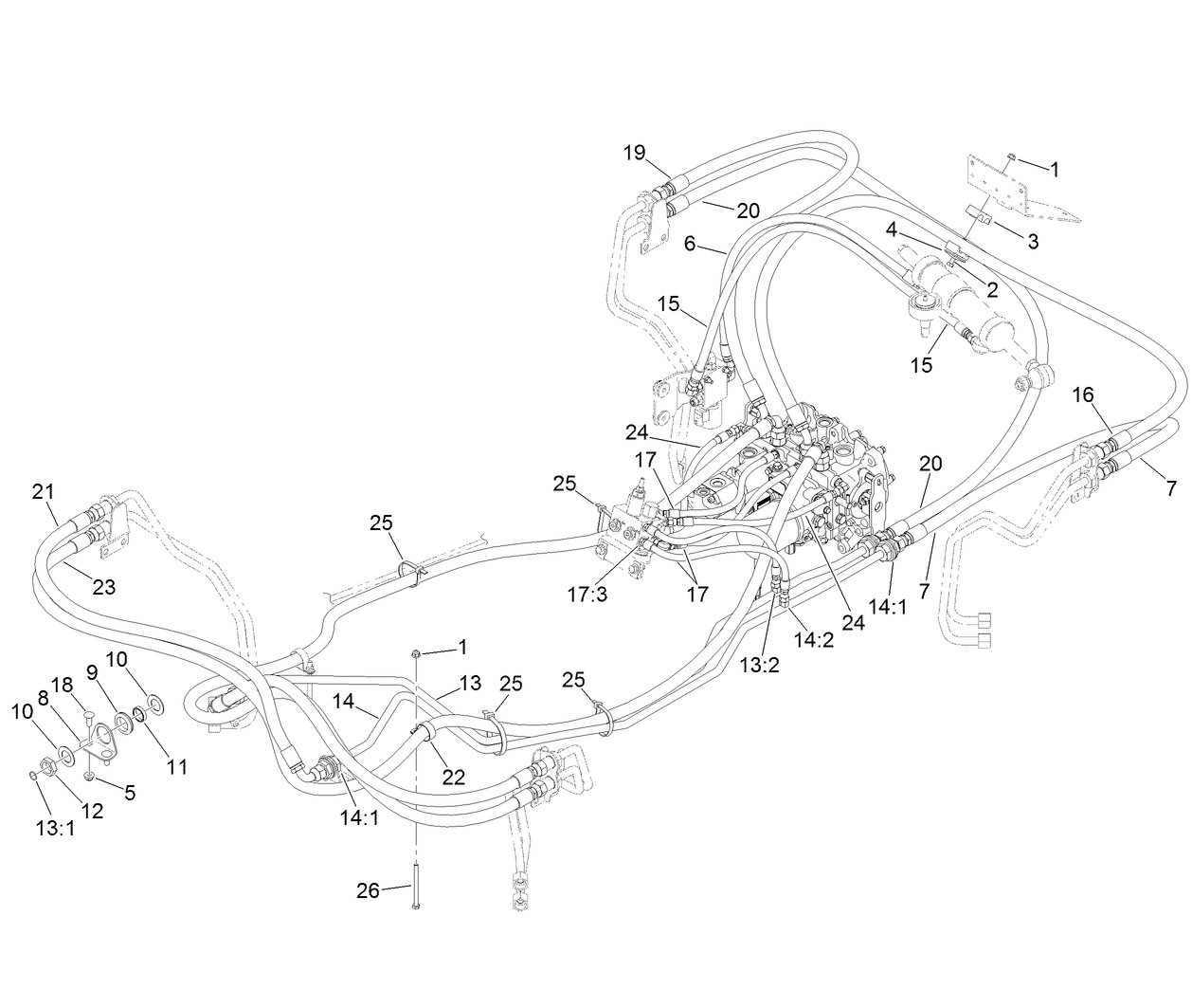 4 Wheel Drive Hydraulic Hose Assembly