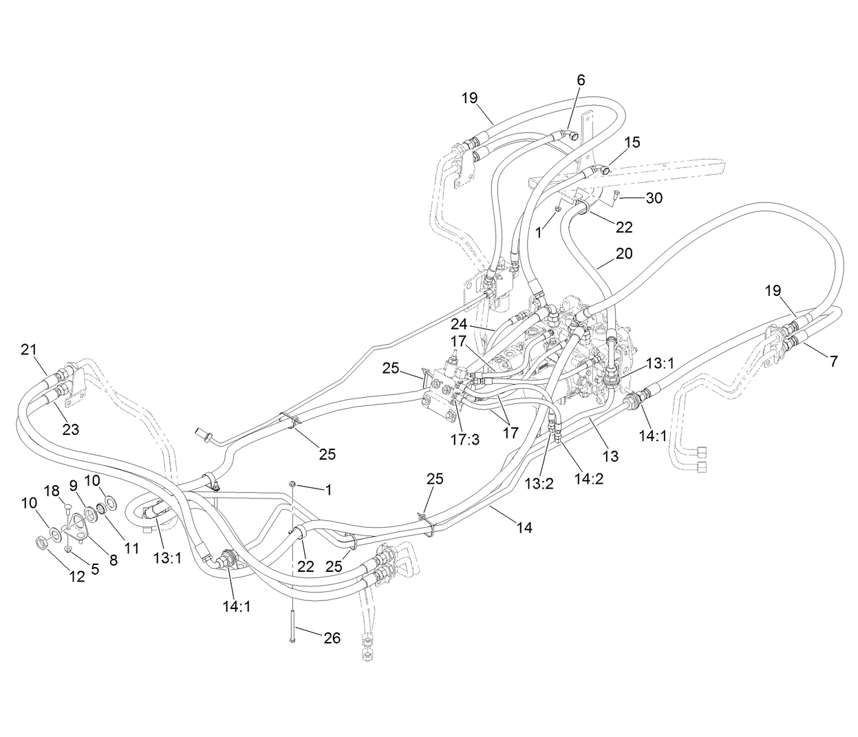Steering and Traction Hose Assembly