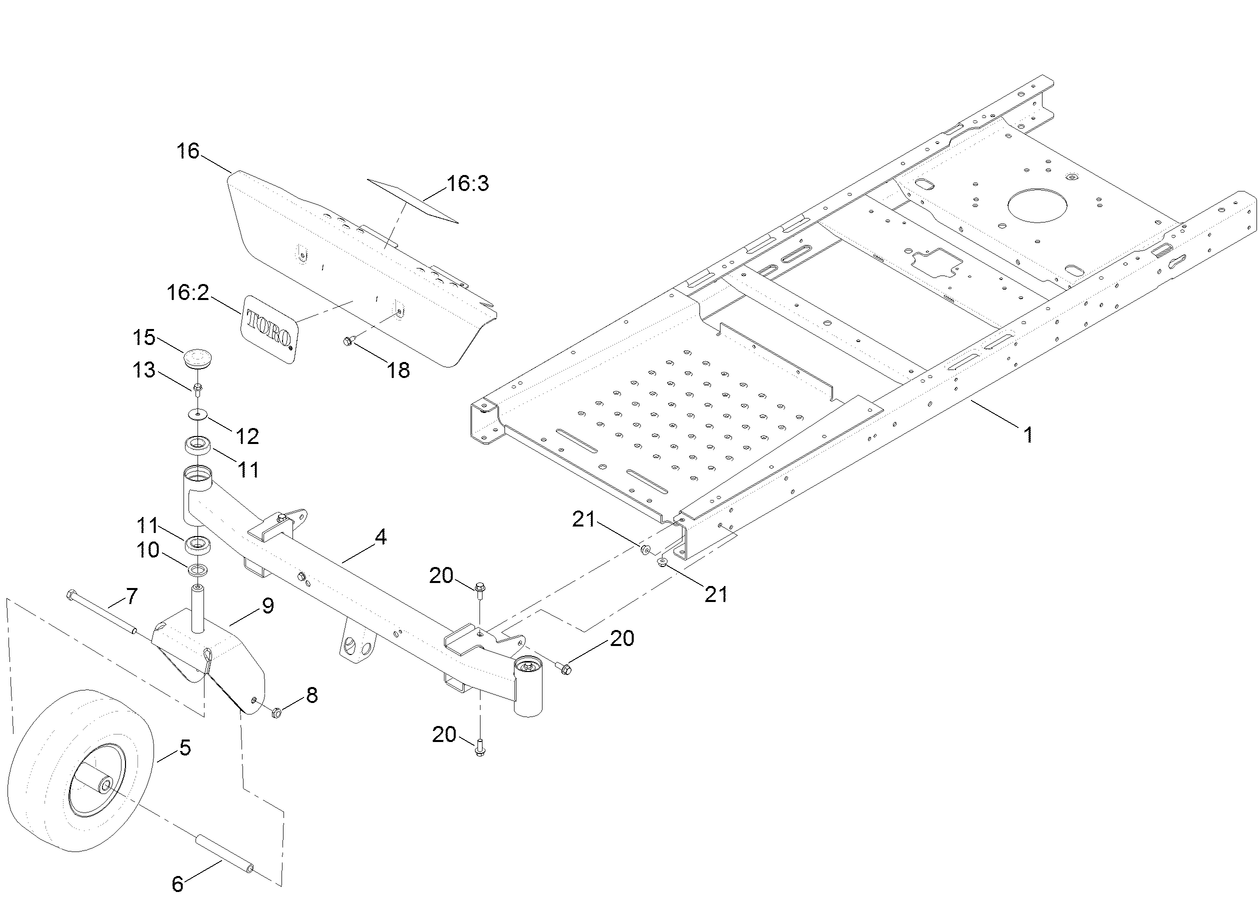 Frame, Front Axle and Caster Wheel Assembly