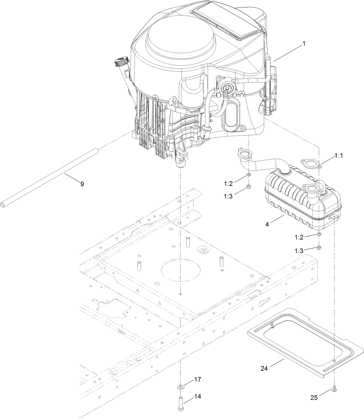 Engine and Muffler Assembly
