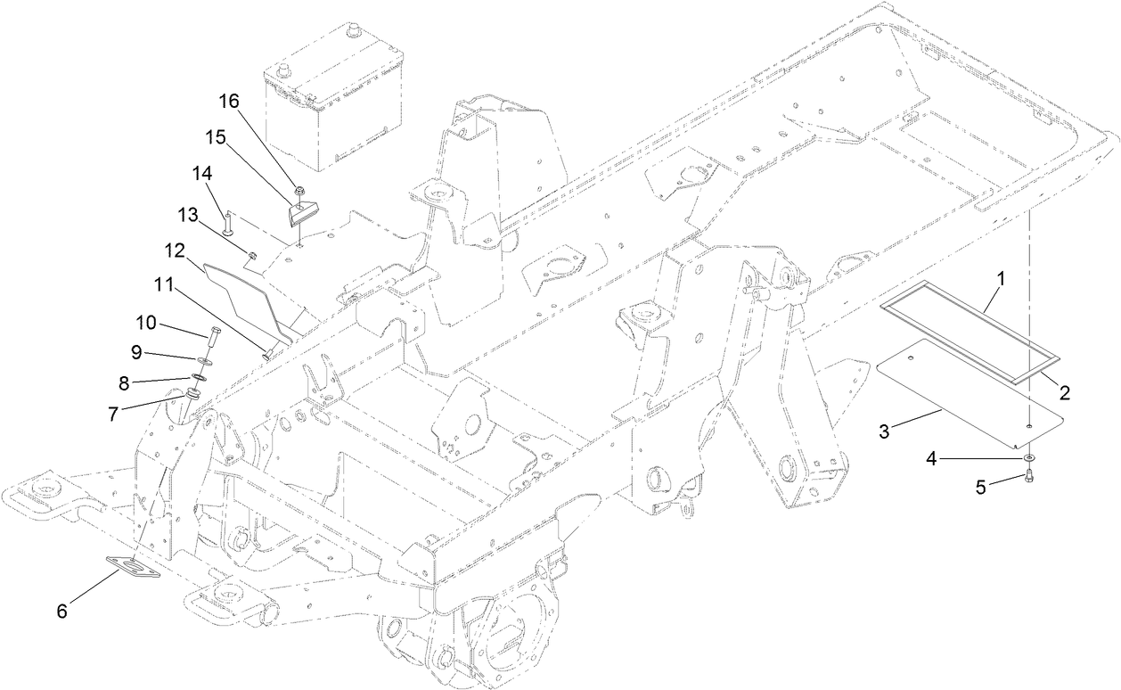 Battery, Rear Cover and Steer Valve Mount Assembly