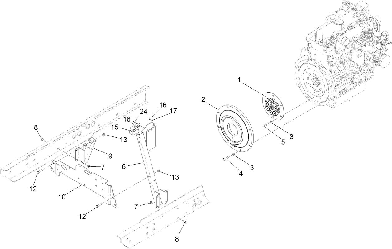 Engine and Flywheel Mounting Assembly
