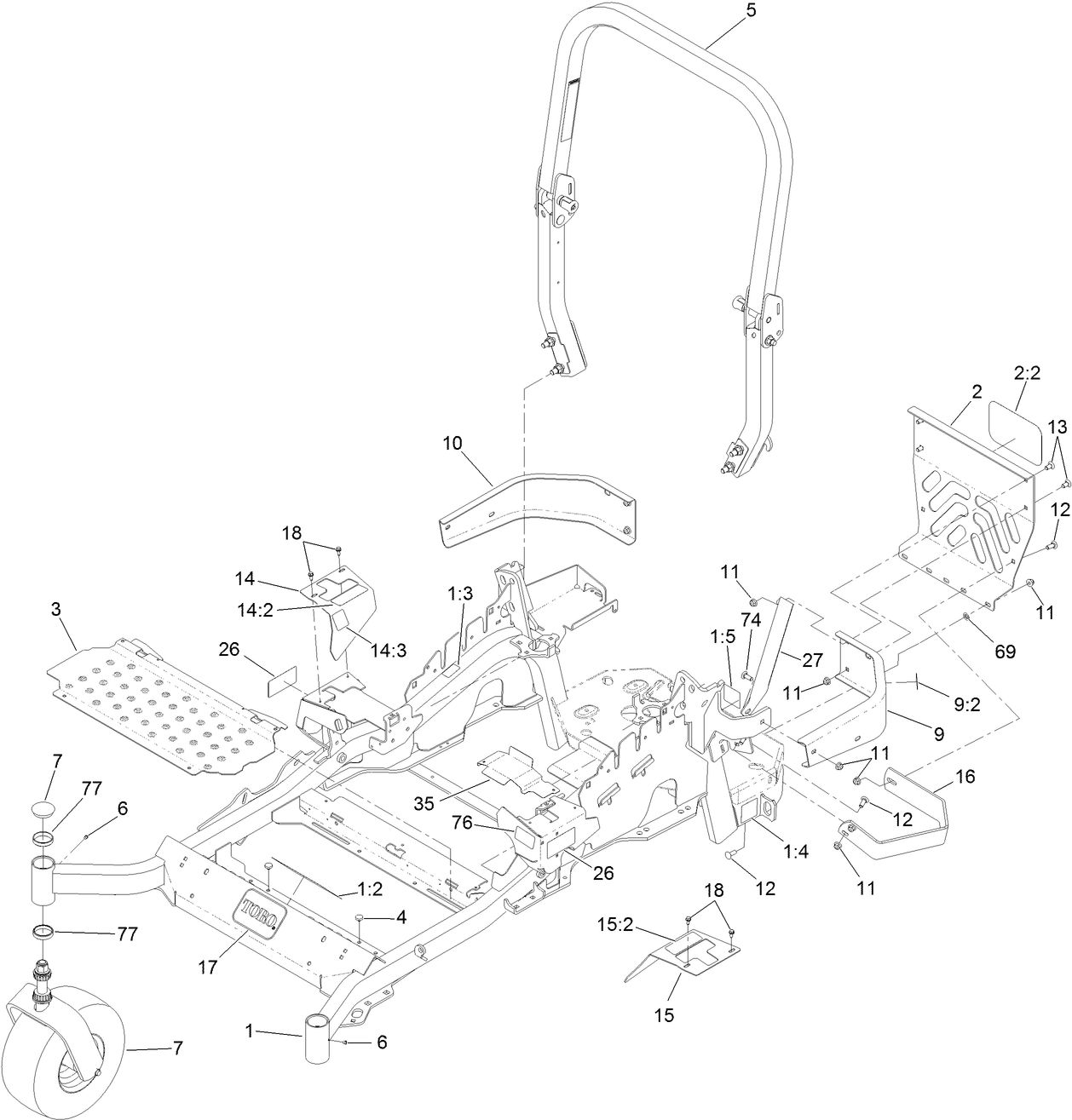 Frame and Caster Wheel Assembly