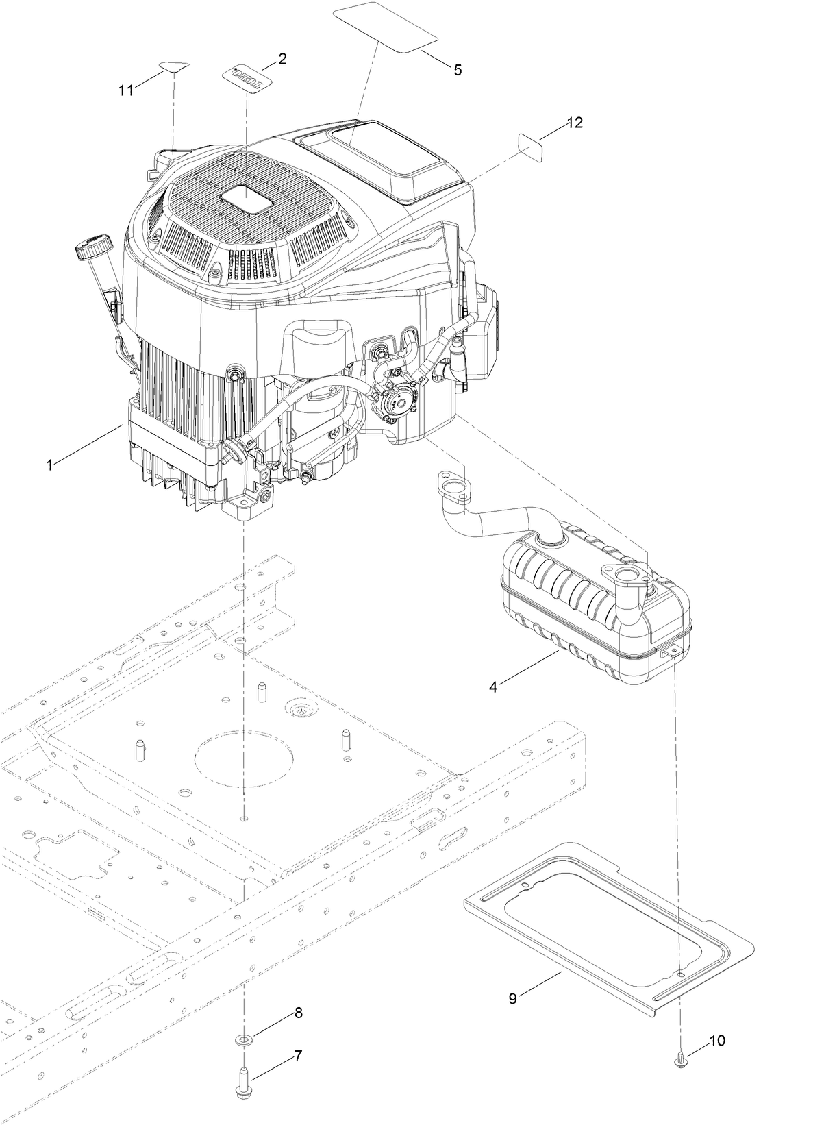 Engine and Muffler Assembly
