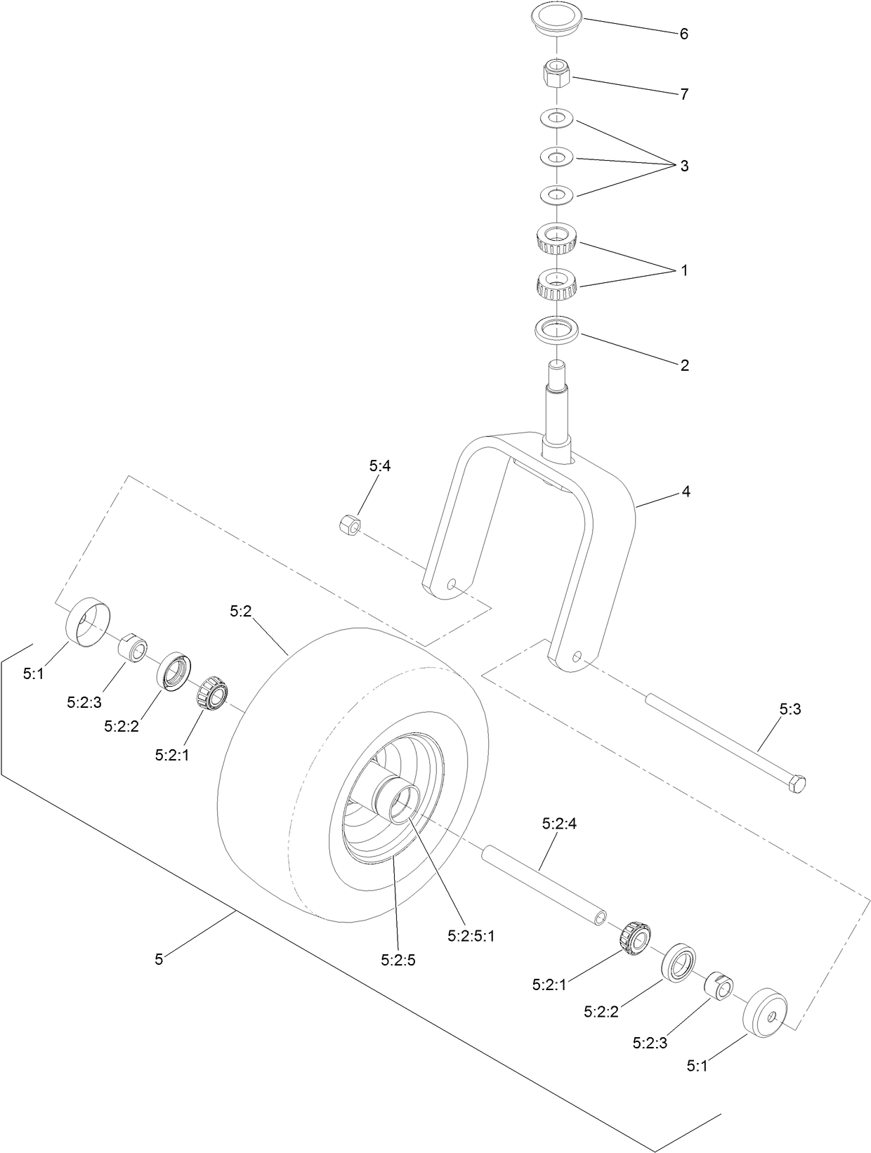 Caster Fork and Wheel Assembly