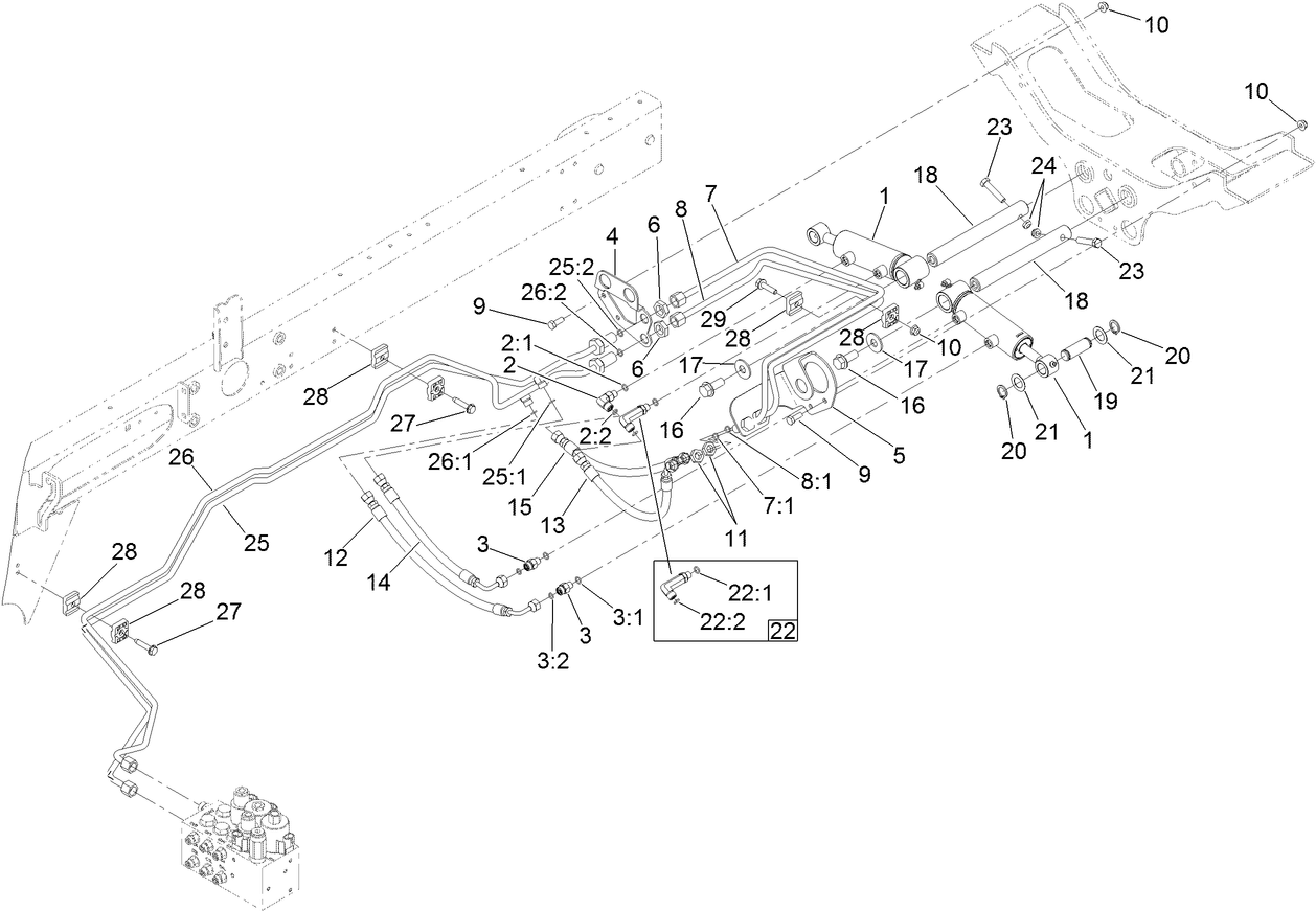No. 2 and 3 Lift Arm Hydraulic Assembly