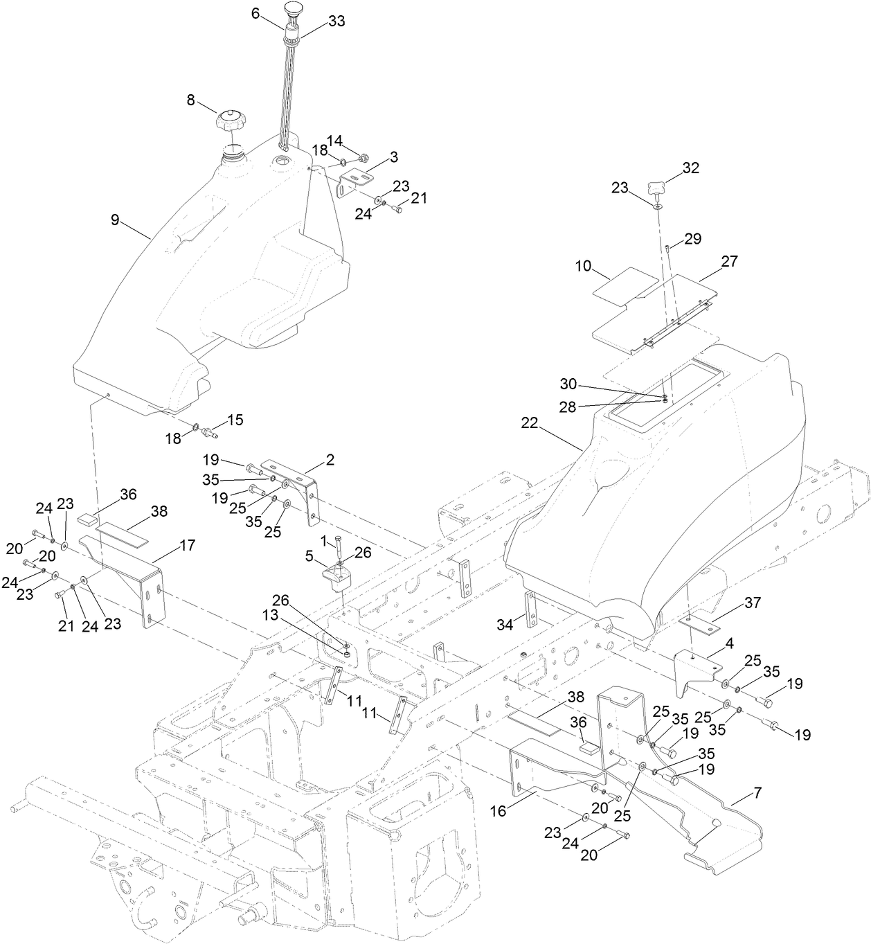 Fuel Tank and Storage Pod Assembly